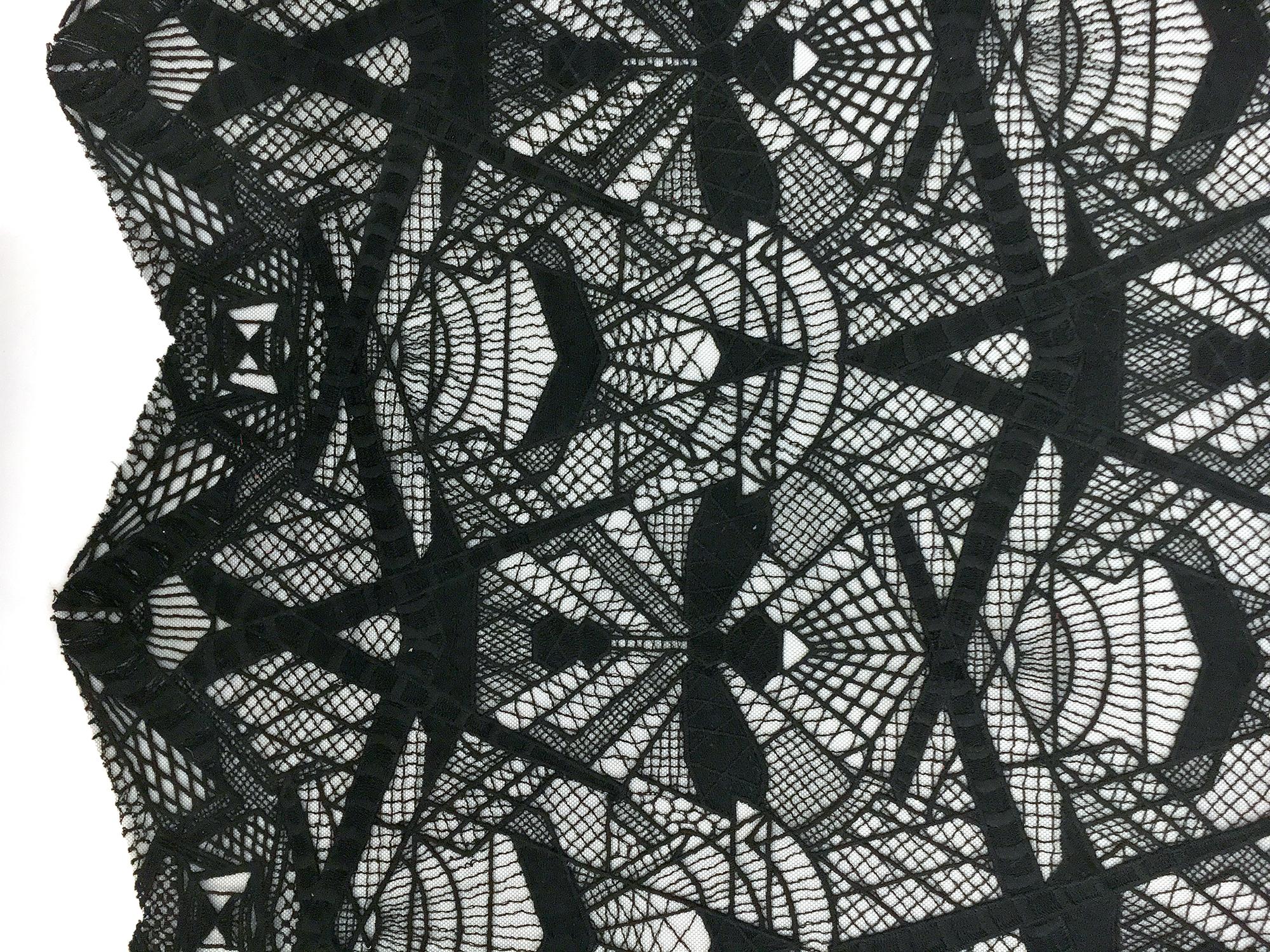 Novelty Embroidered Tulle with Art Deco Geometrics0