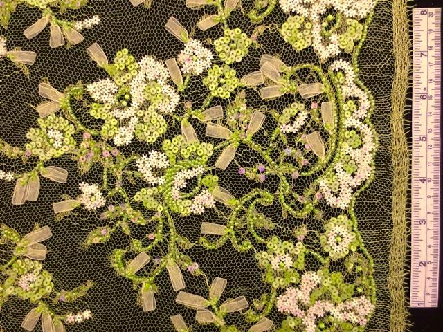 Beaded Metallic Chantilly Lace0