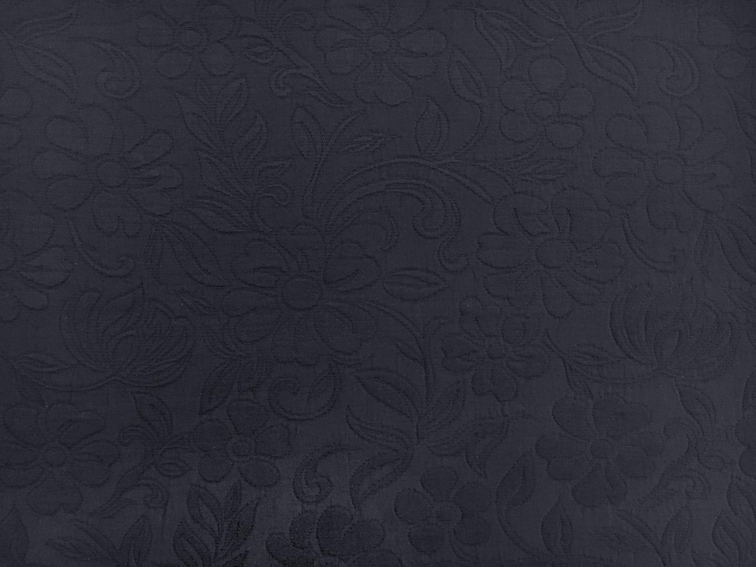 Italian Cotton Blend Floral Brocade in Navy0