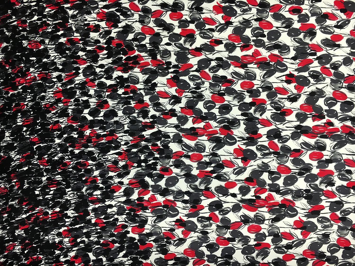 Printed Silk Gazar with Degradé Abstract Tulips0