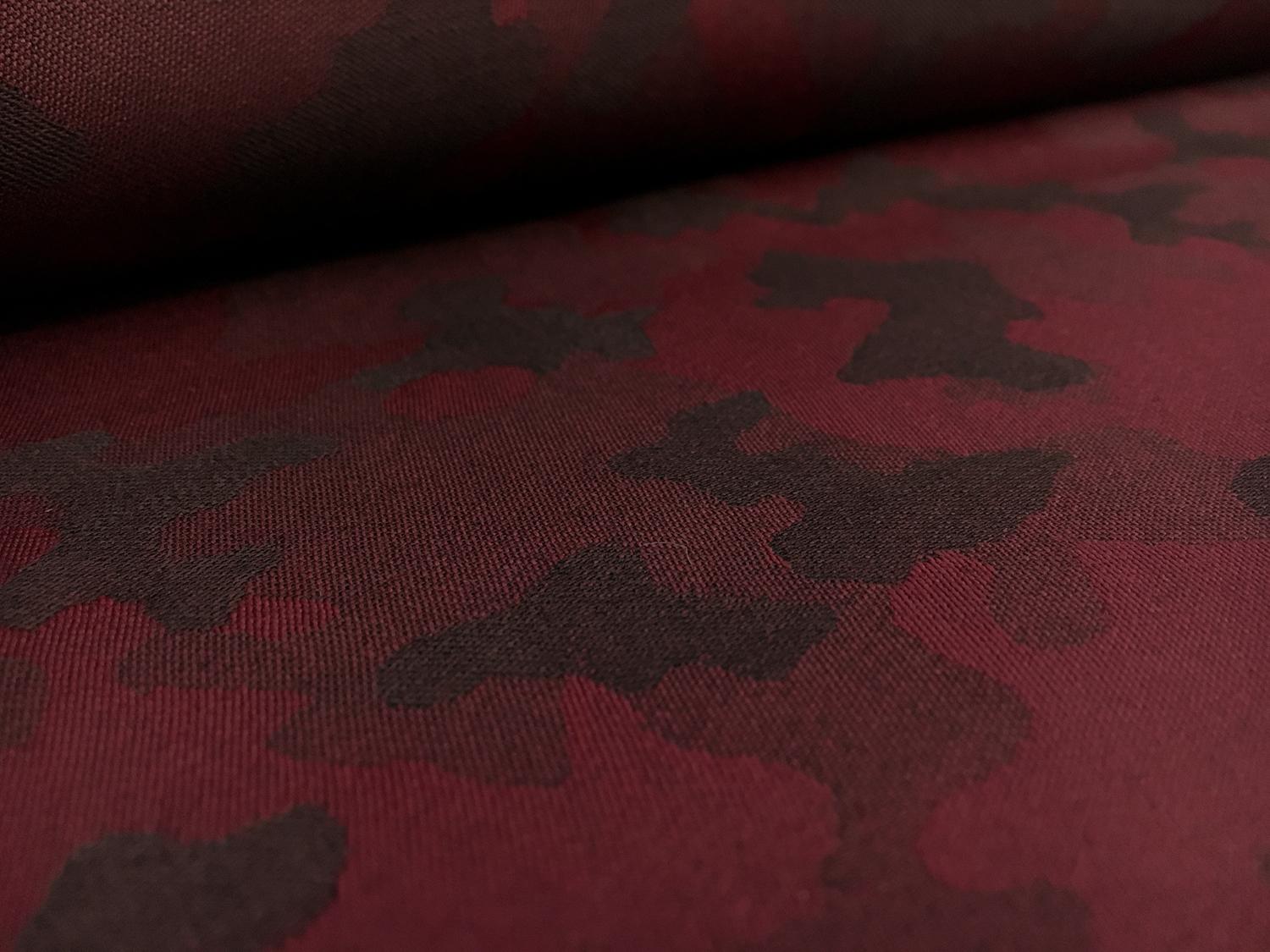Italian Wool Camouflage Jacquard Suiting in Wine2