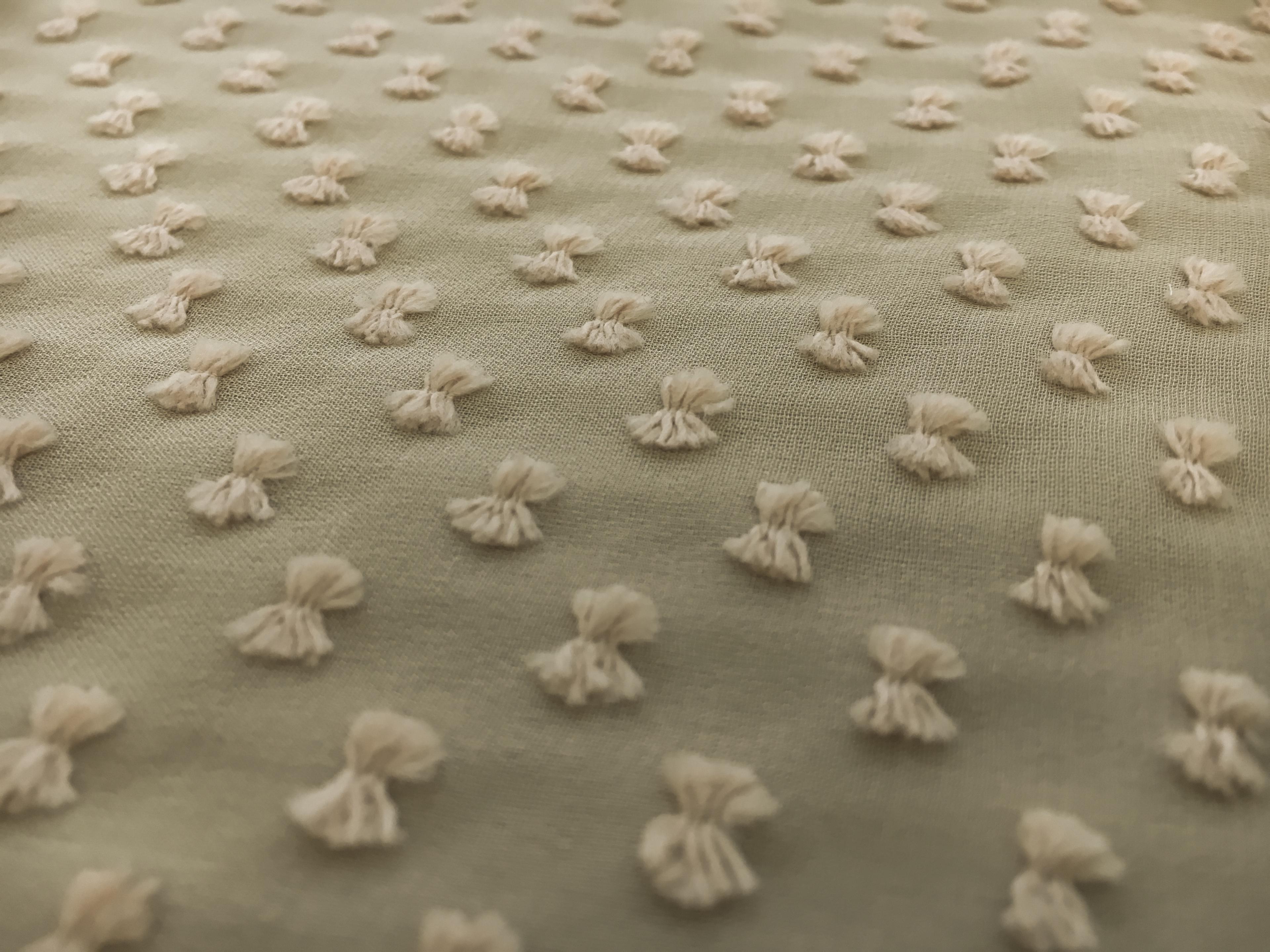 Silk and Cotton Swiss Dot Chiffon in Beige0