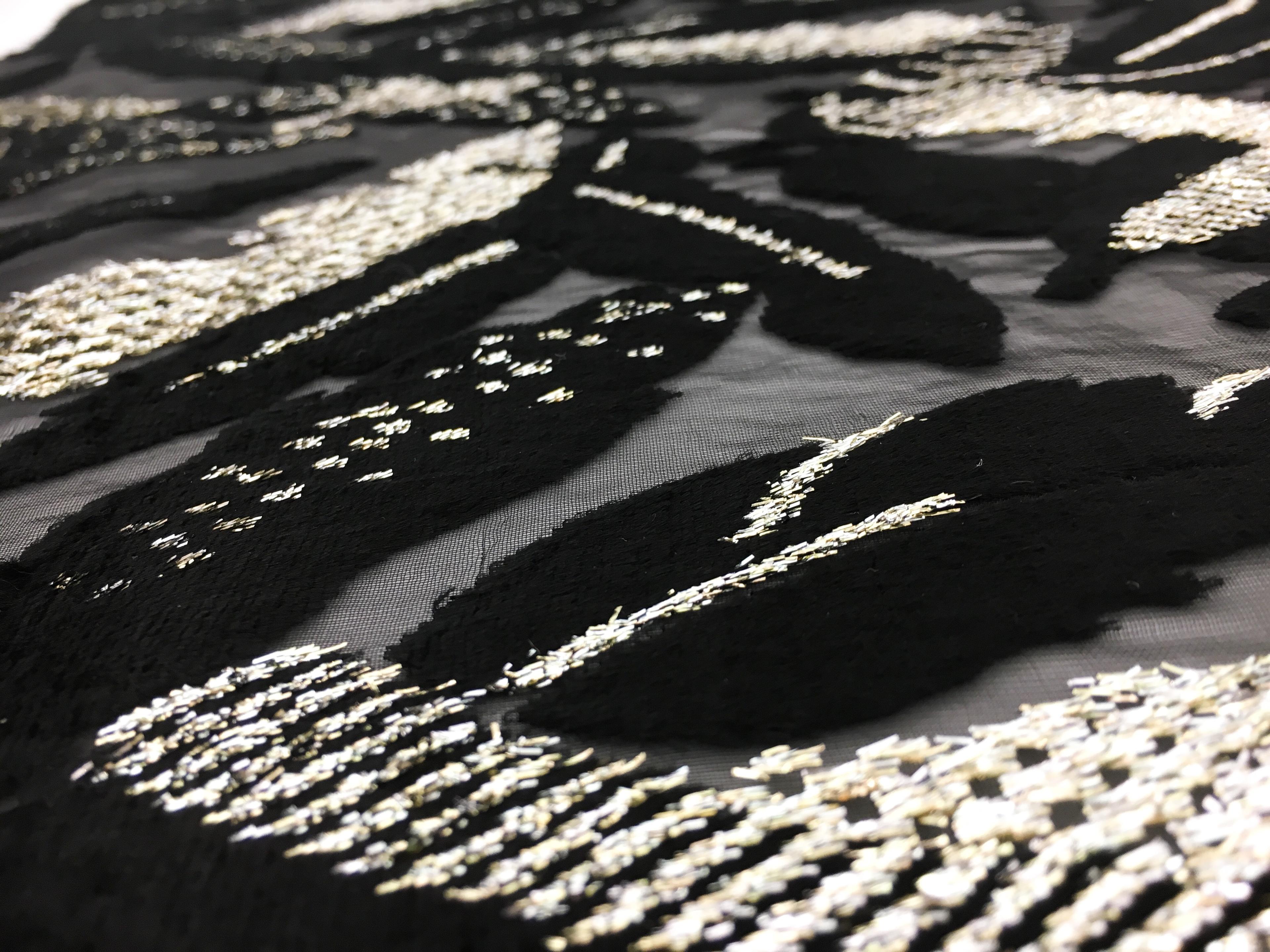 Polyester and Lurex Burnout Velvet with Large Leaves2