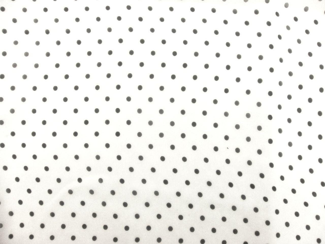 Printed Silk Chiffon Black Dots On White Background