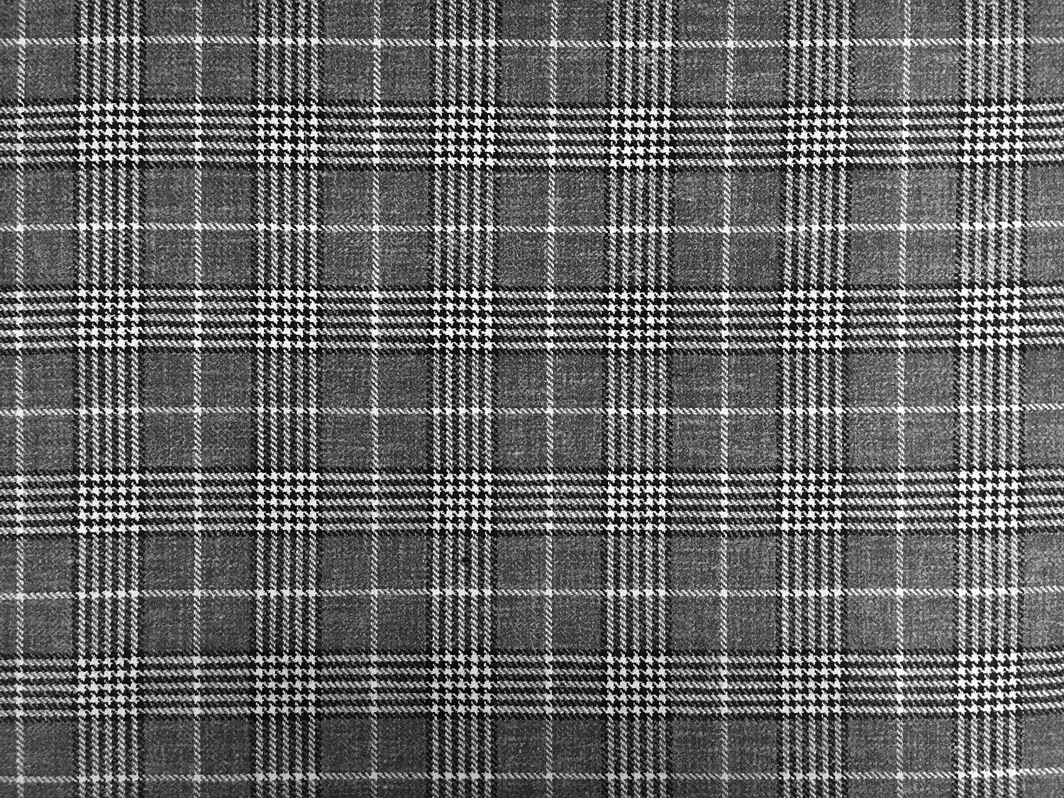 Italian Silk Linen Wool Blend Plaid in Graphite0