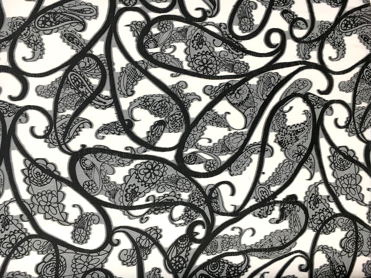 Silk and Viscose Blend Fil Coupé Chiffon with Mixed Paislies0