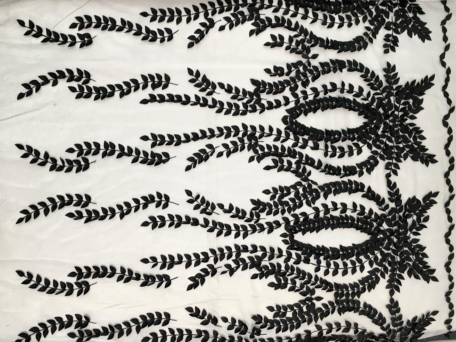 Leaf Appliques on Illusion in Black0