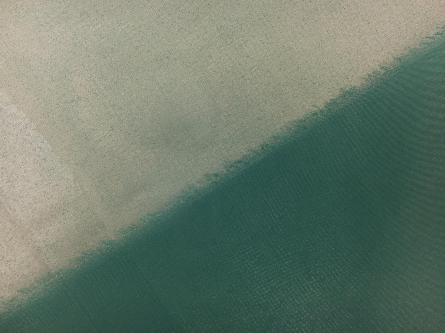 Microfiber Silver Metallic Chiffon in Teal2