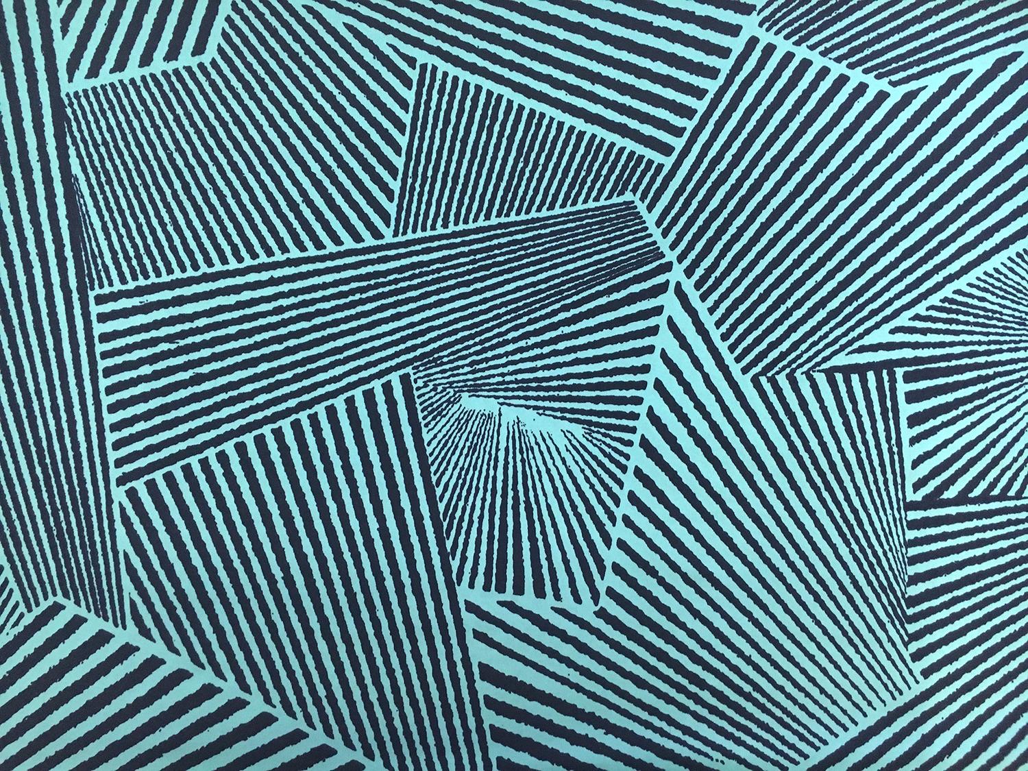 Poly Spandex Jersey Print in Navy and Aqua0