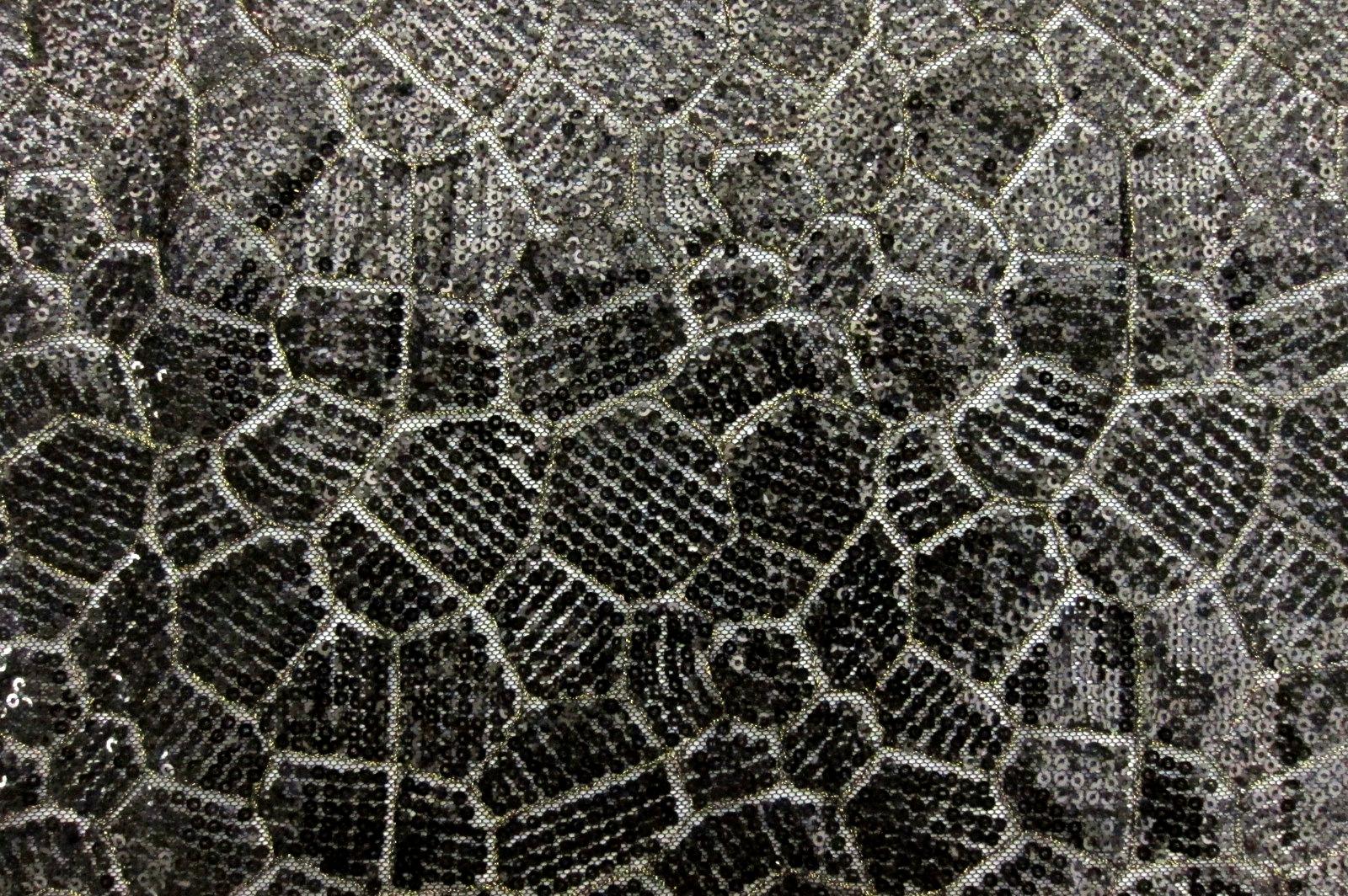 Micro Sequins on Metallic Embroidered Tulle0