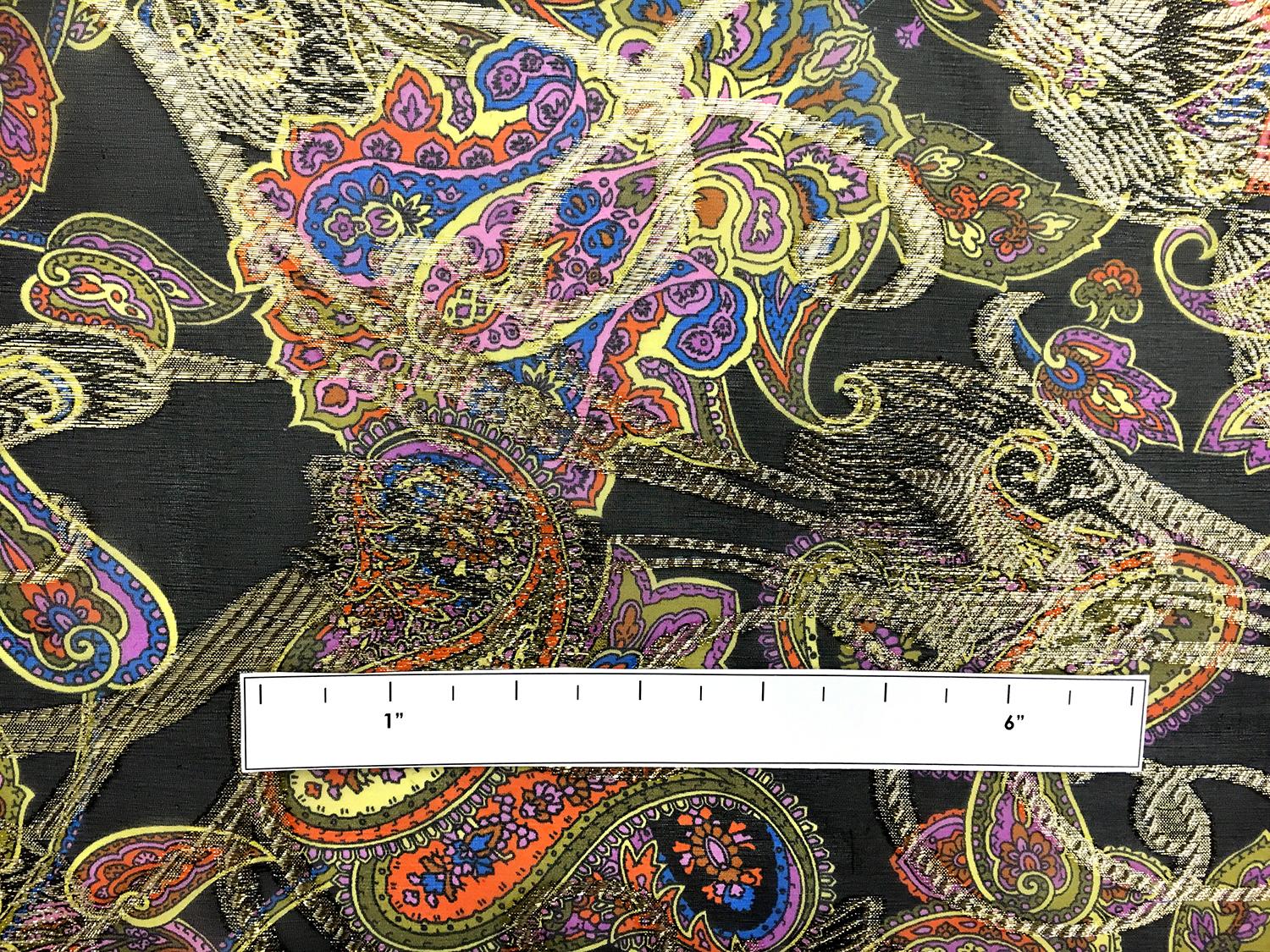 Printed Silk Chiffon Chiffon with Metallic Jacquard1