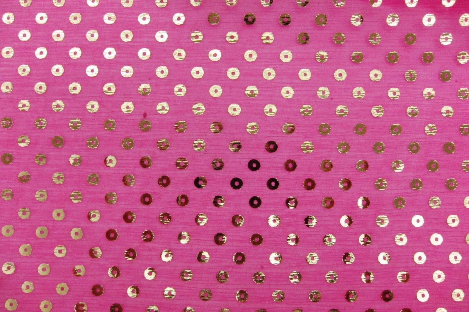Press on Metallic Sequins on Silk Crinkle Chiffon0