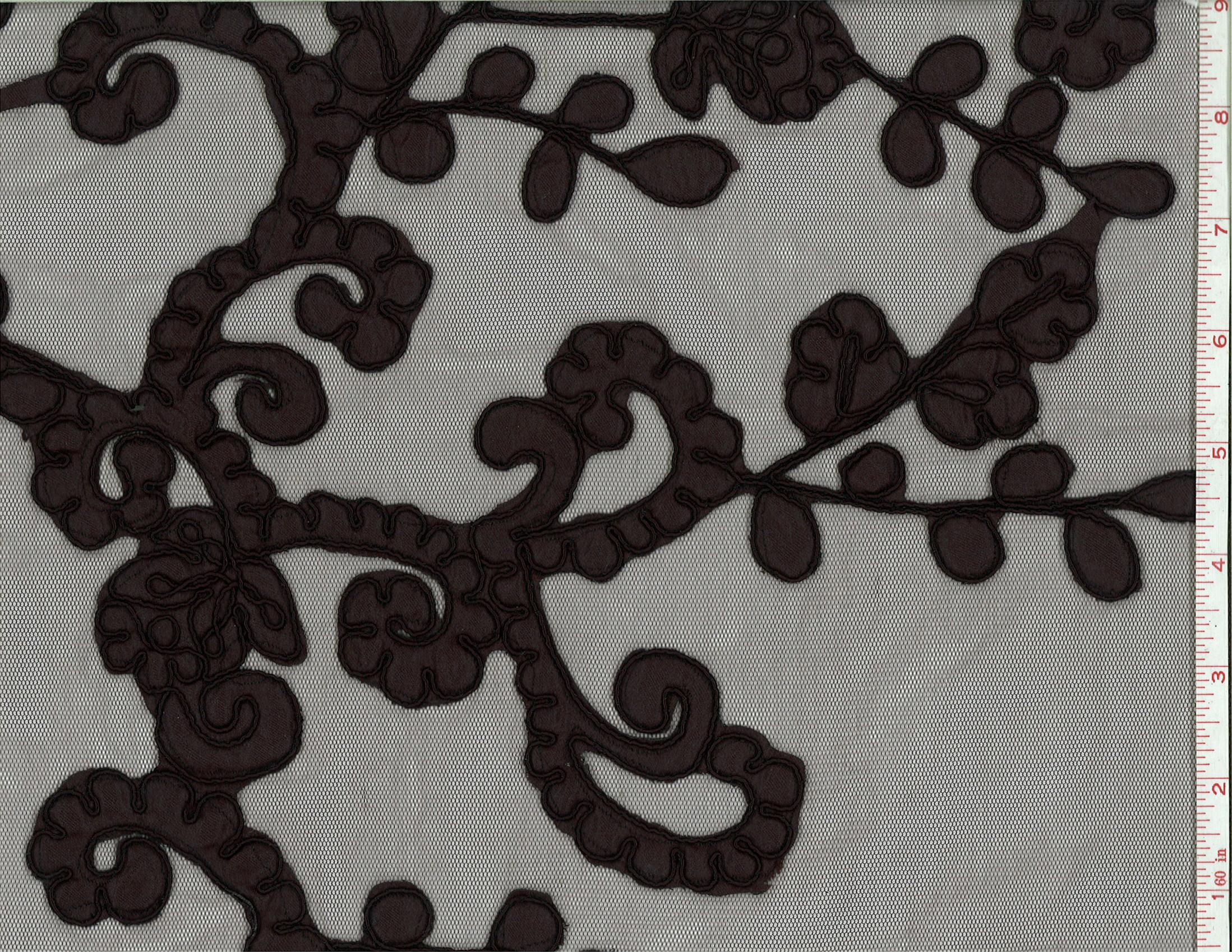 Black Cord Cut Satin Appliqued on Illusion1