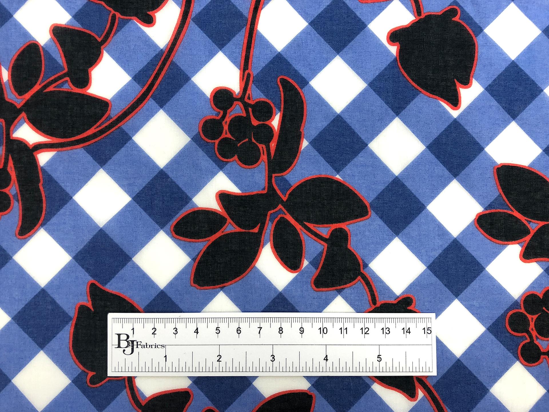 Cotton Voile Florals Over Plaid Print3