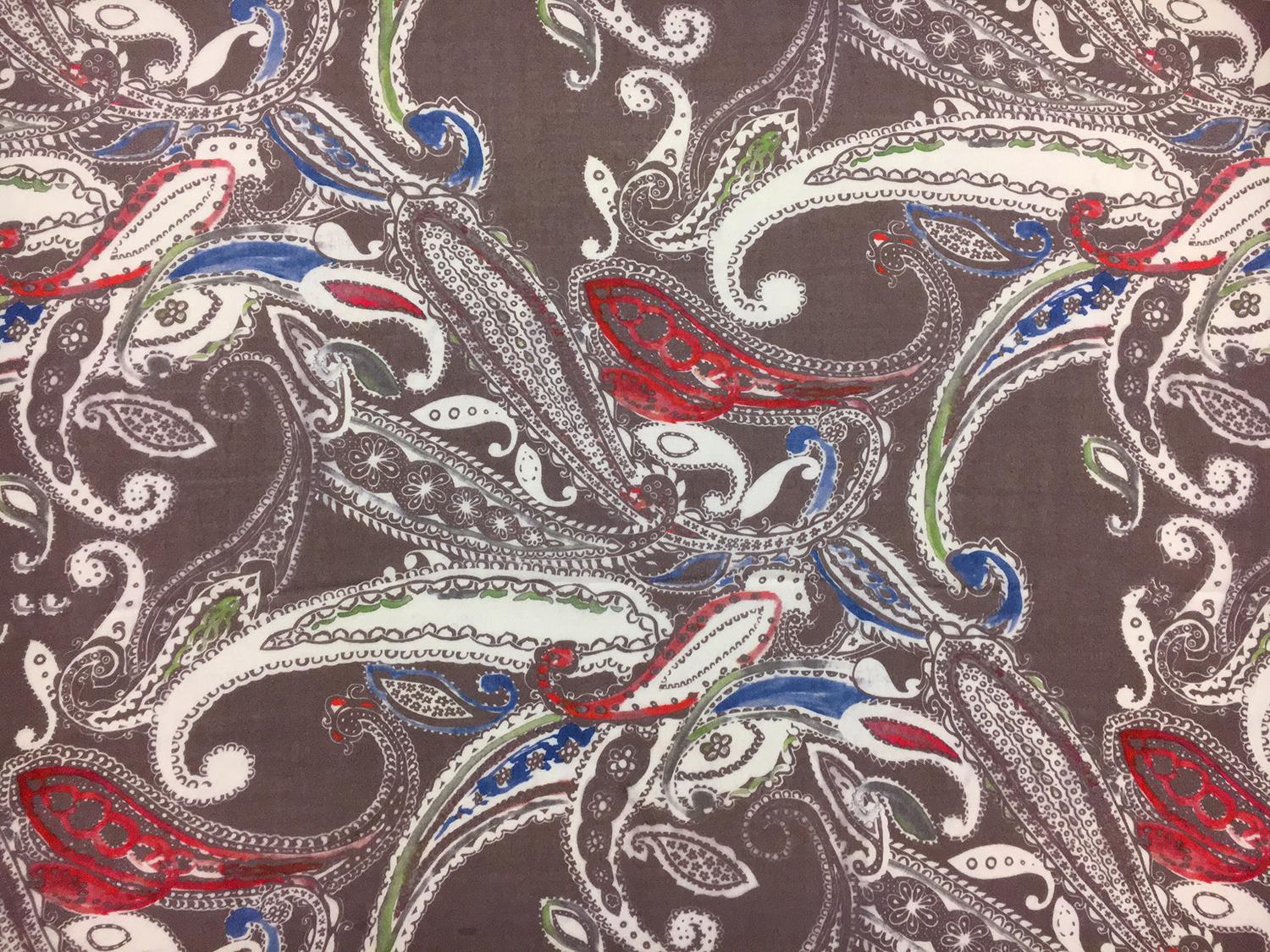 Italian Wool Challis With Over Sized Paisley Print0