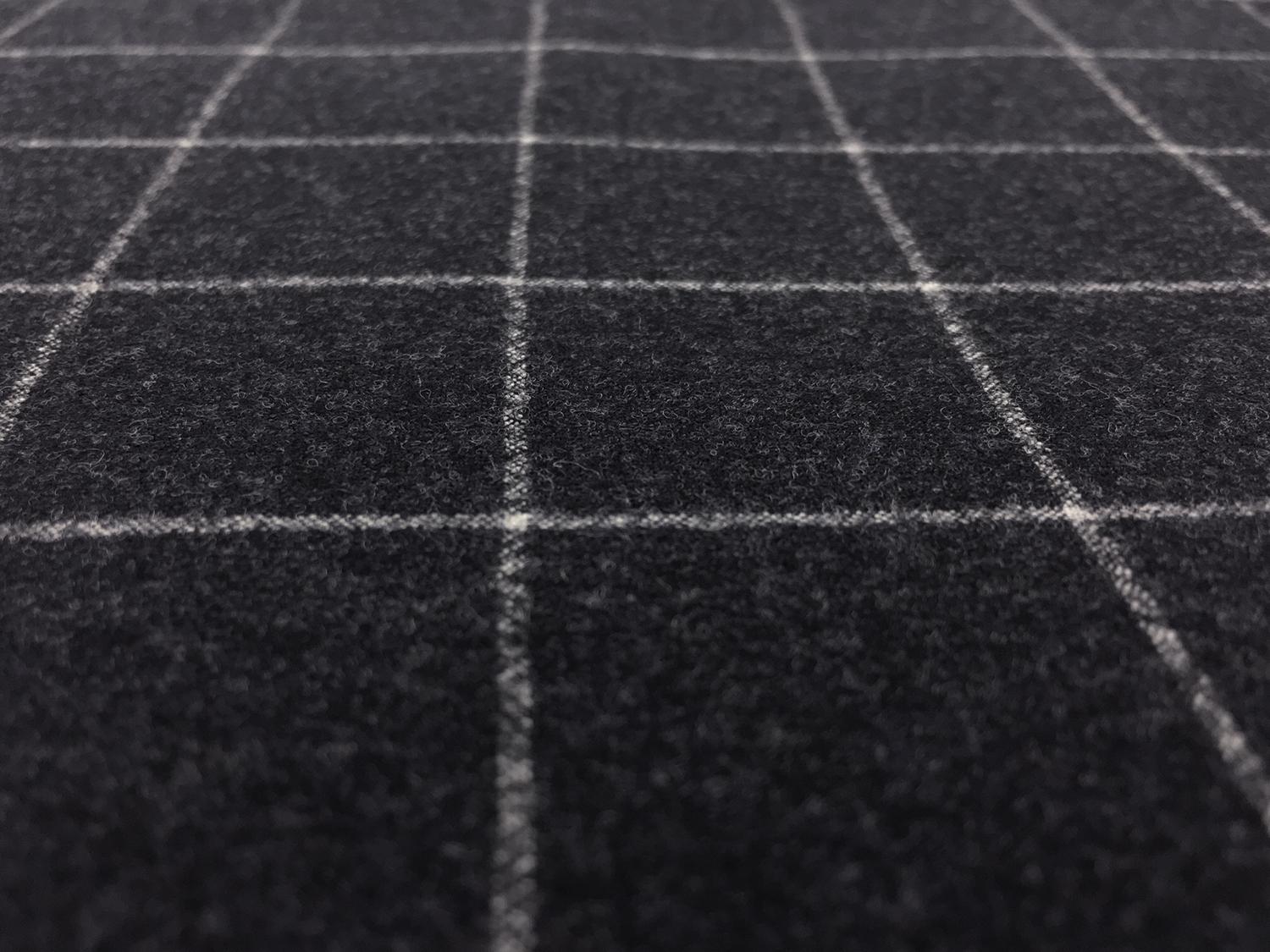 Italian Virgin Wool And Lycra Window Pane Flannel in Charcoal2