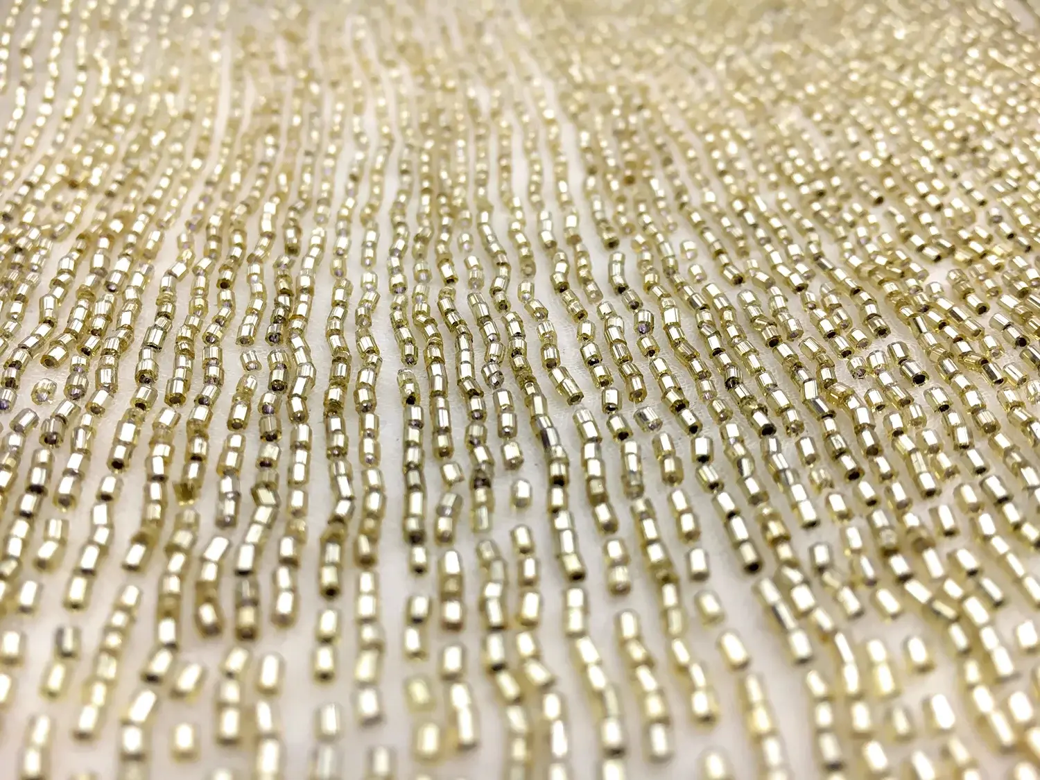 Micro Bugle Beads on Organza in Gold0