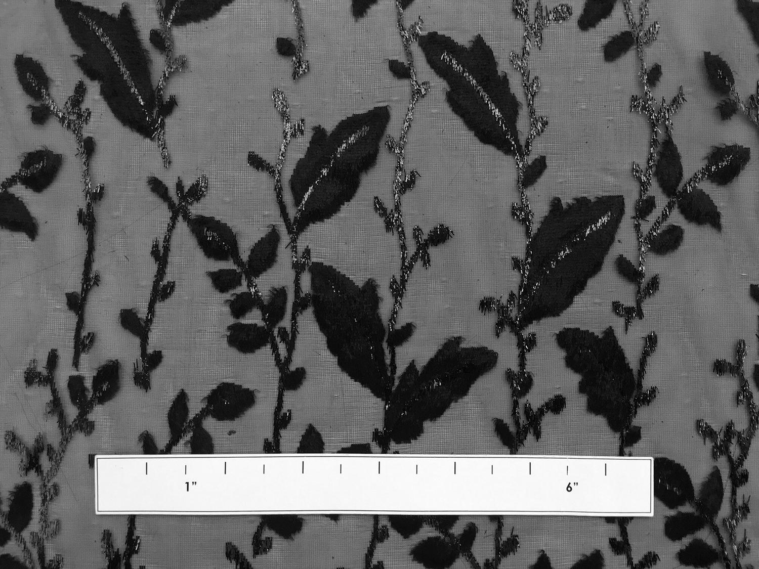 Silk Lurex Burnout Panne With Leaves Motif1