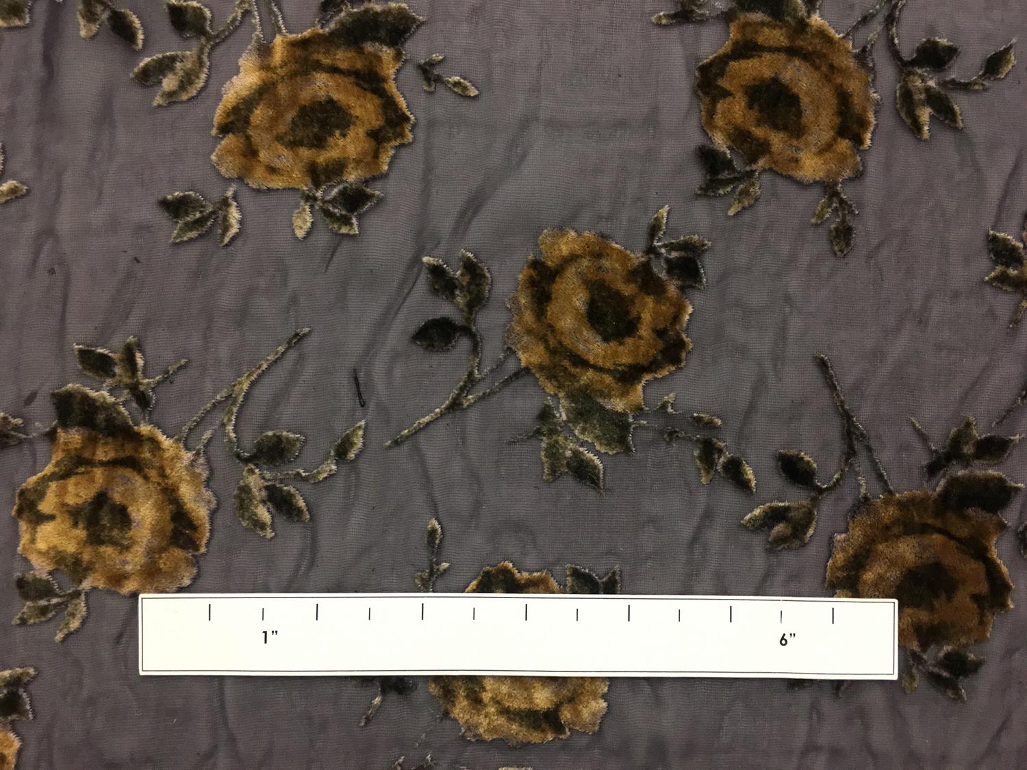 Silk Rayon Burnout Velvet With Floral Motif1