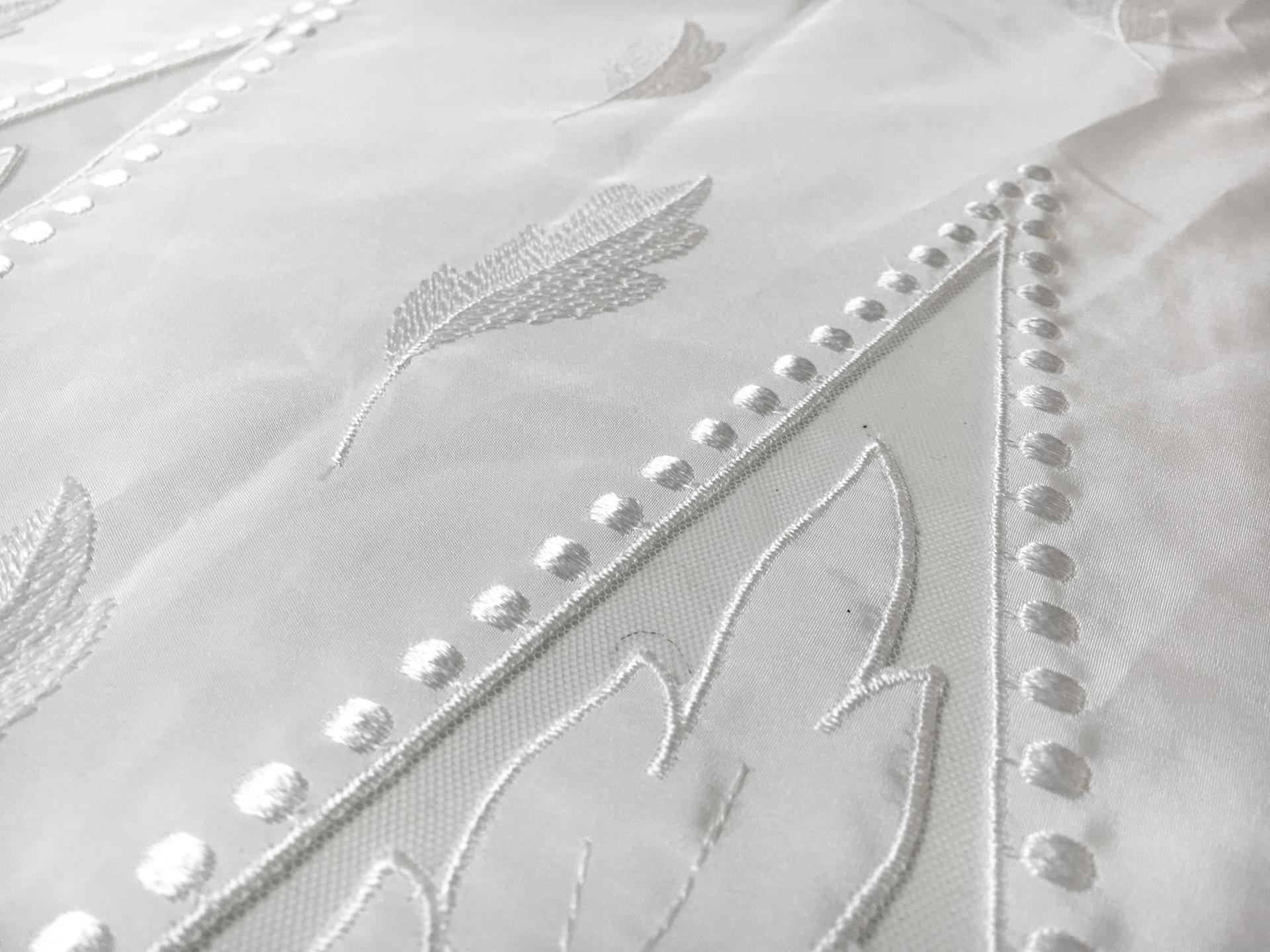 Bridal Taffeta with Embroidered Geometric Patterns and Leaves Border2