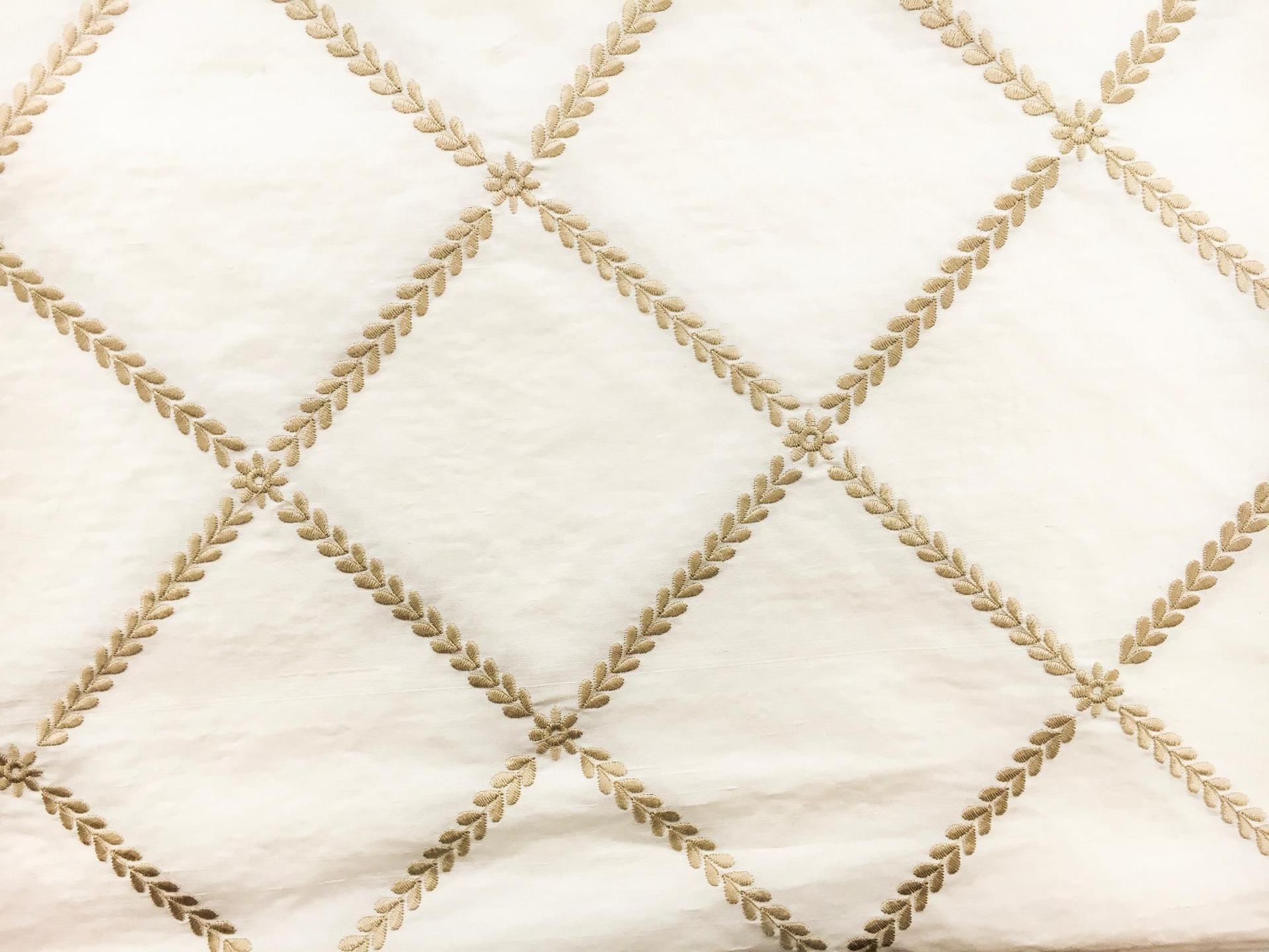 Embroidered Silk Shantung with Diamond Pattern0
