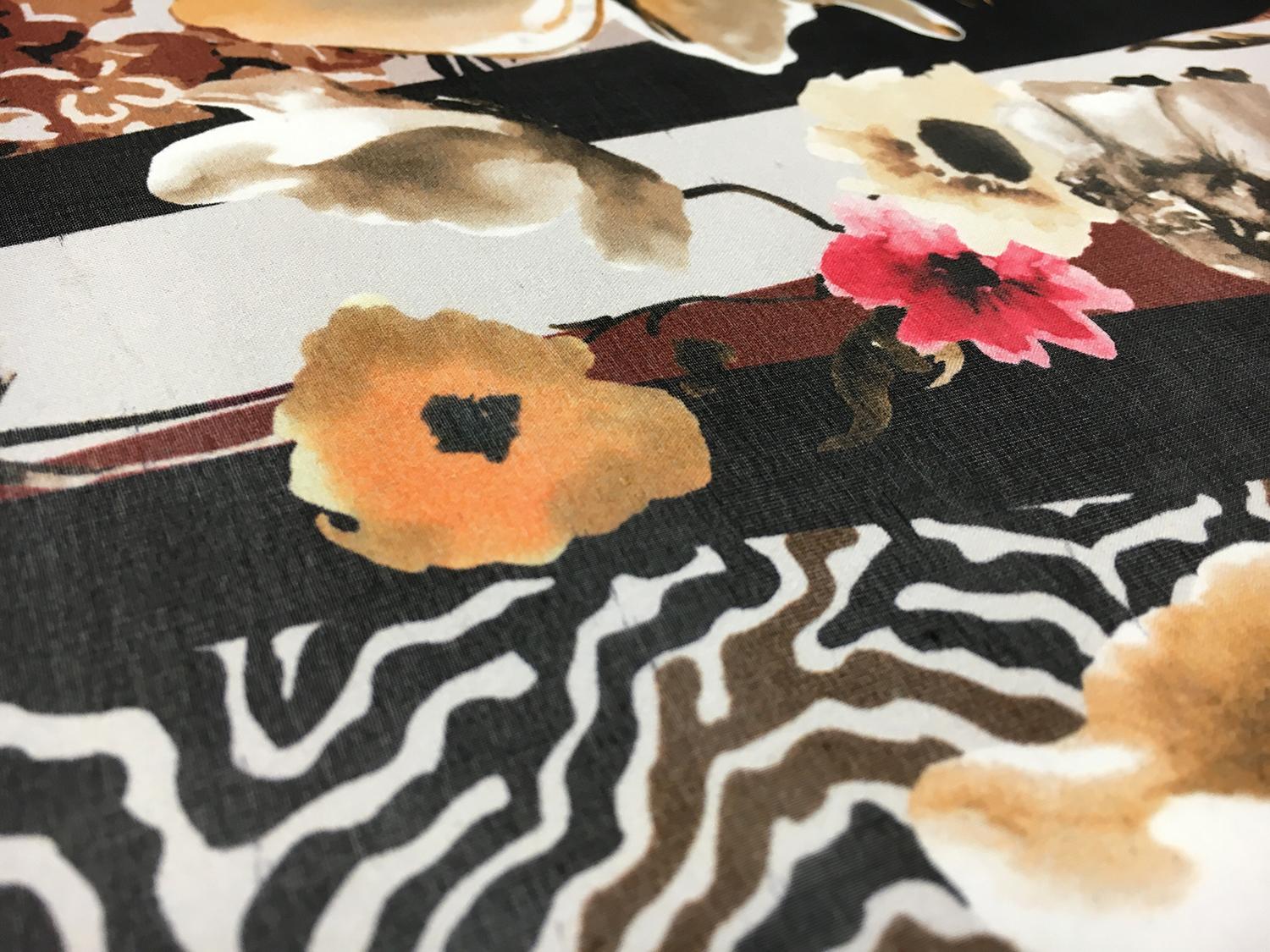 Printed Silk Chiffon with Butterflies and Abstract Geometric Patterns3