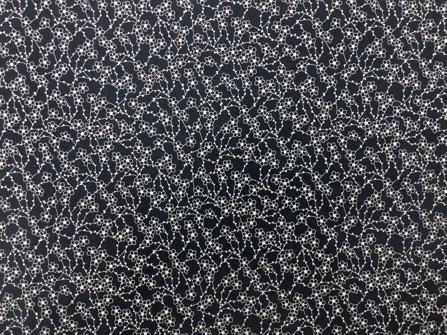 Cotton Broadcloth With Floral Print in Navy and White0