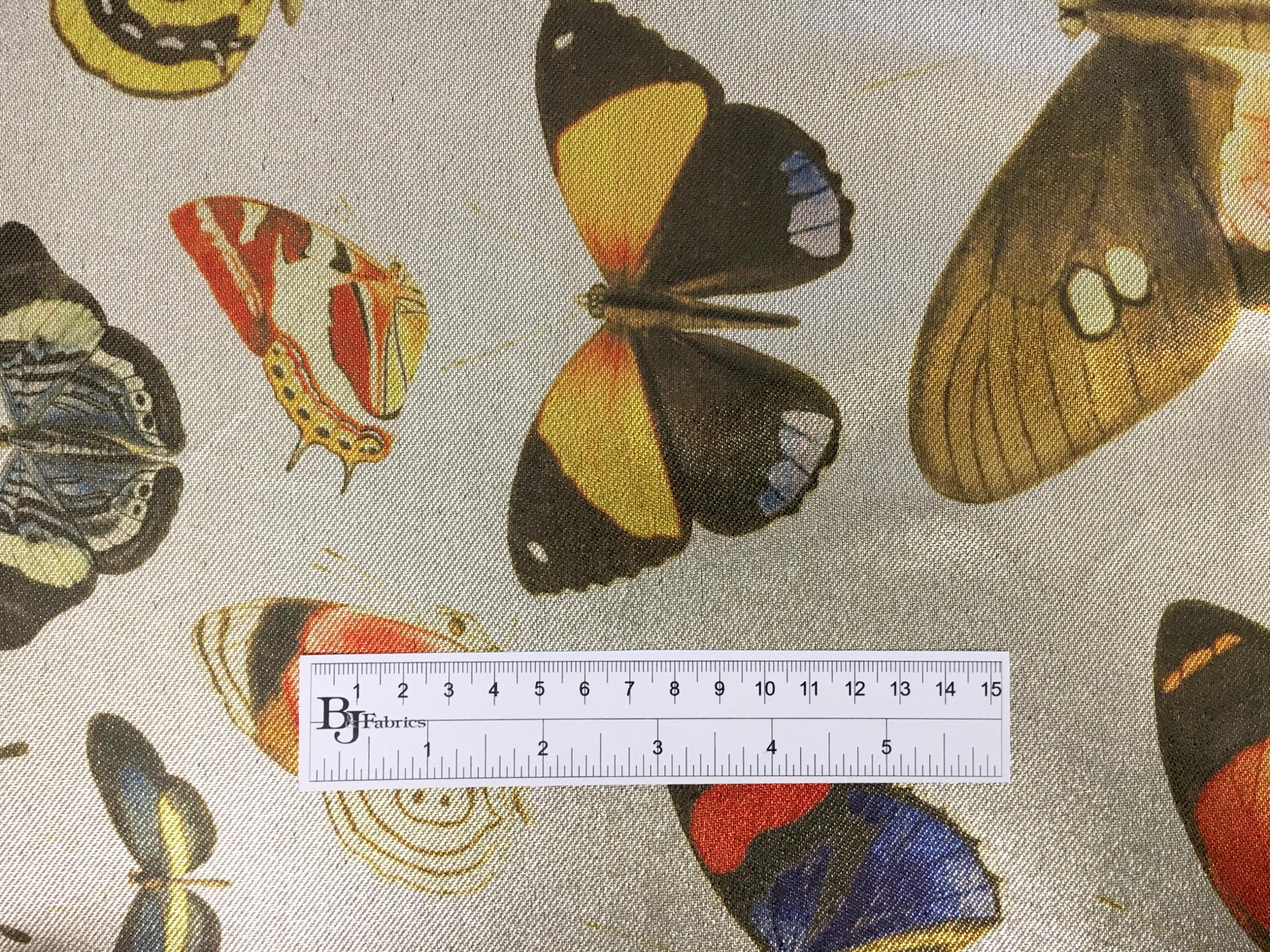 Printed Silk and Poly Blend Crepe Lamé with Various Butterflies1