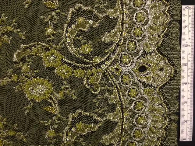 Beaded Metallic Chantilly Lace0