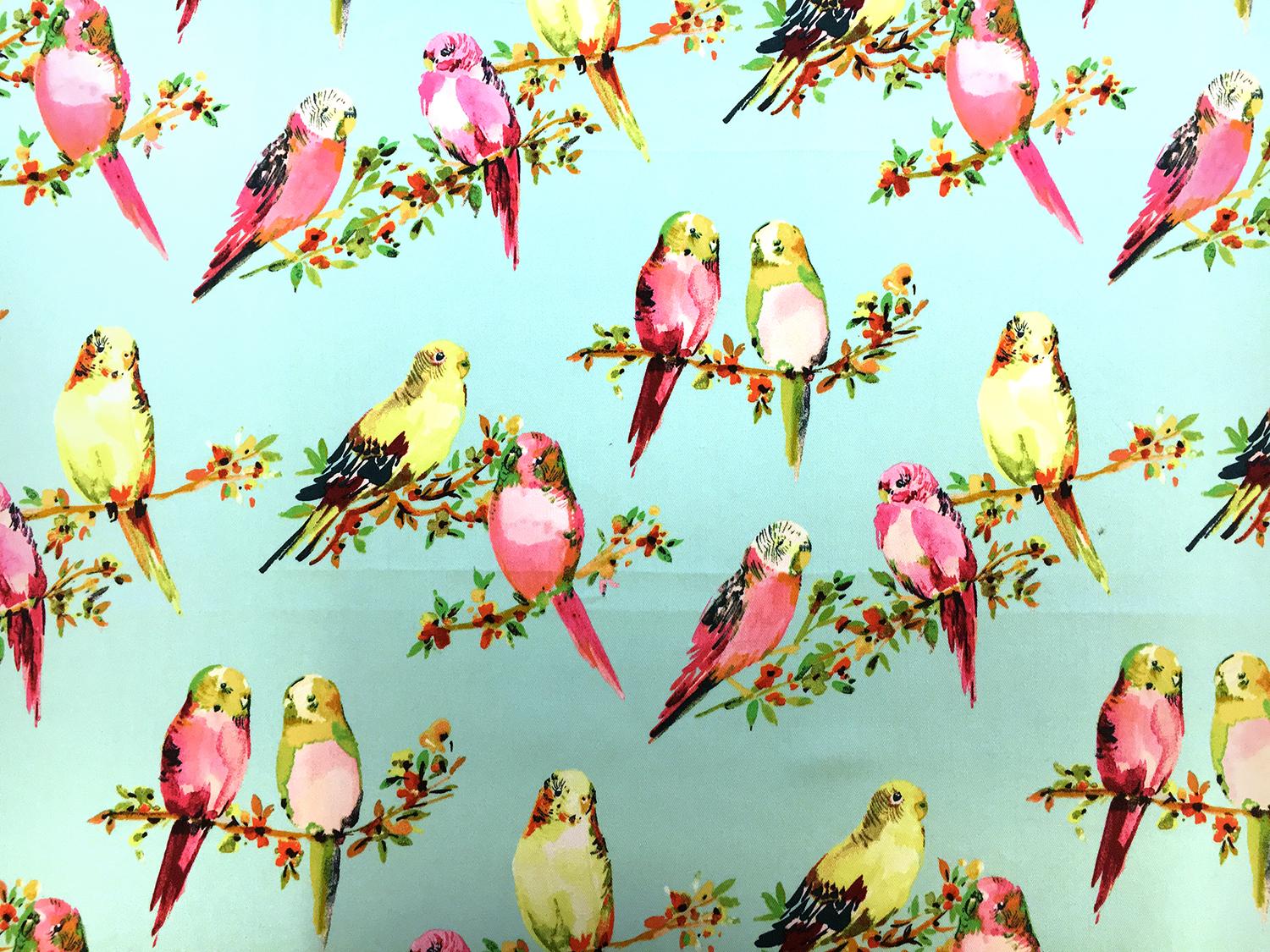 Cotton Twill Parakeets Print0