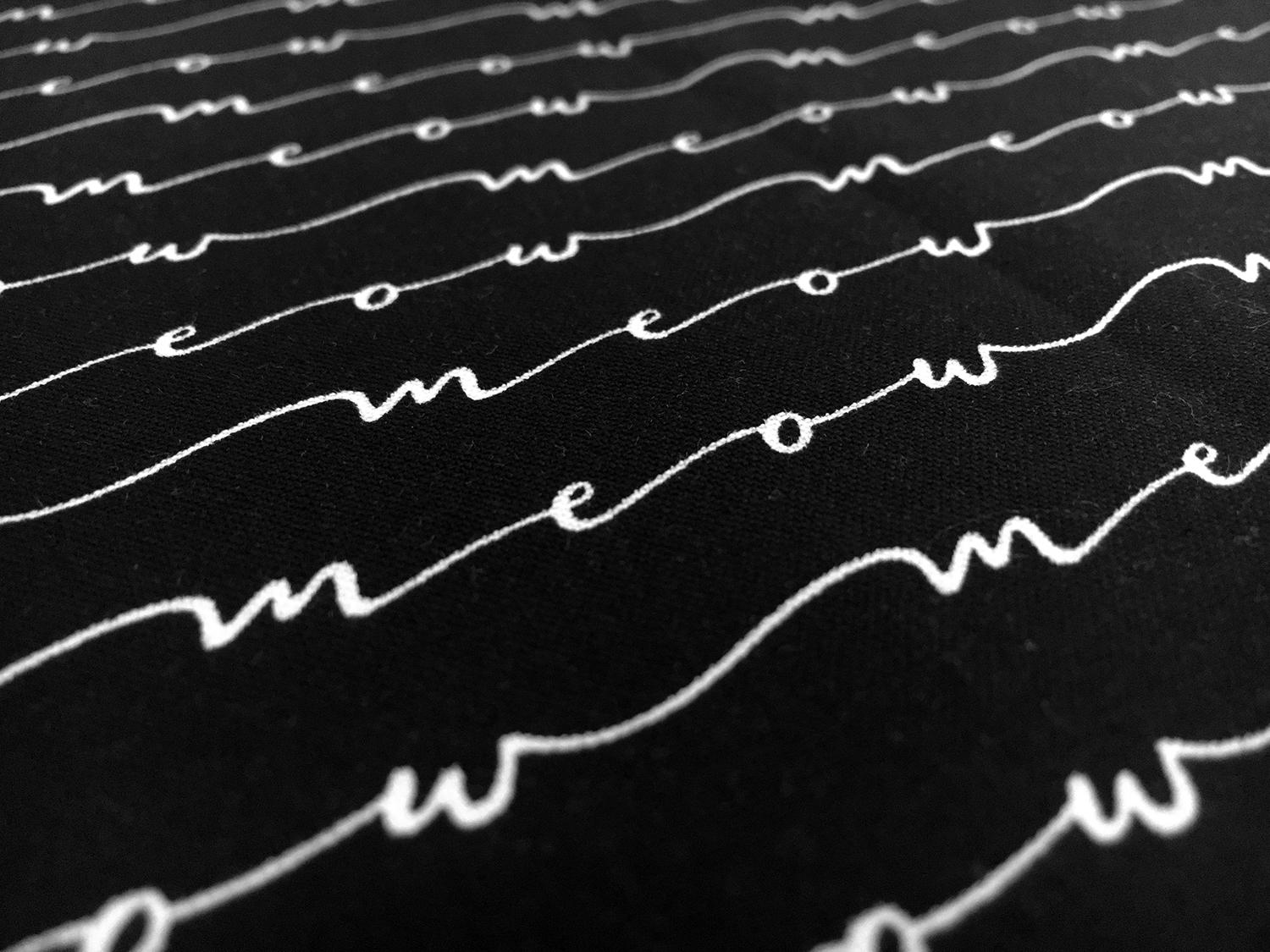 Cotton Broadcloth Meow Script Print2