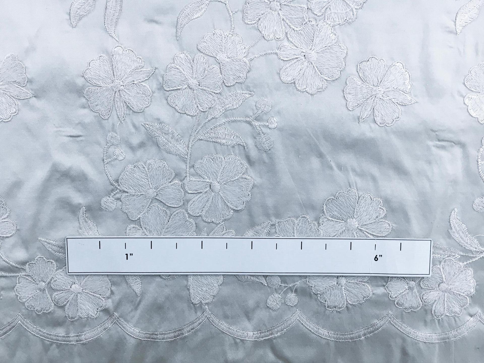 Silk Taffeta with an Embroidered Scallop and Floral Degradé1