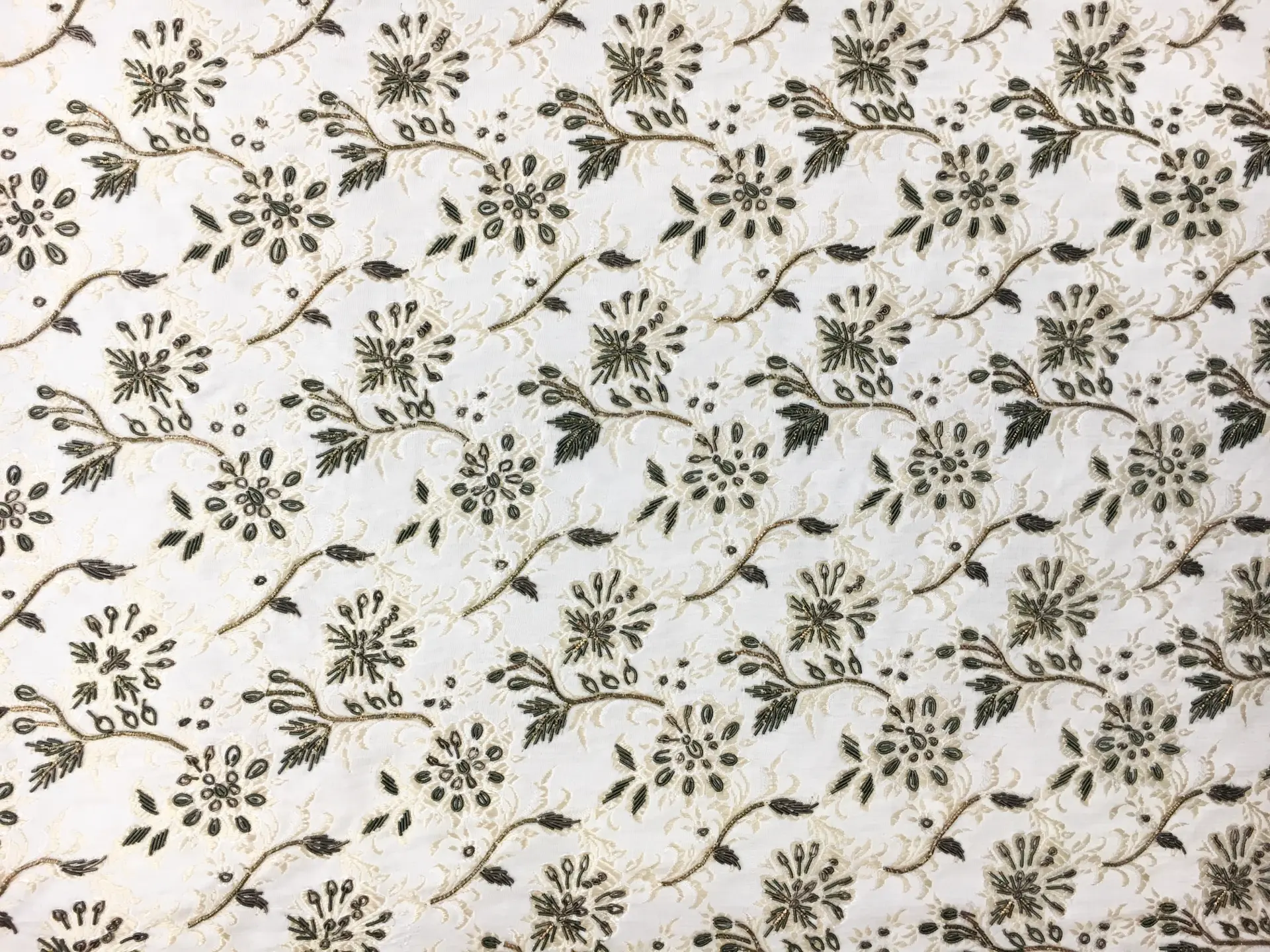 Heavily Beaded and Embroidered Silk Shantung0