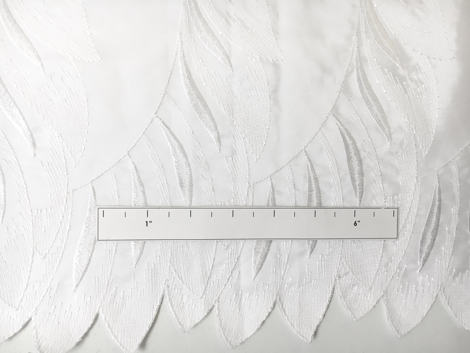 Bridal Polyester Taffeta with Embroidered Feathers Degradé1