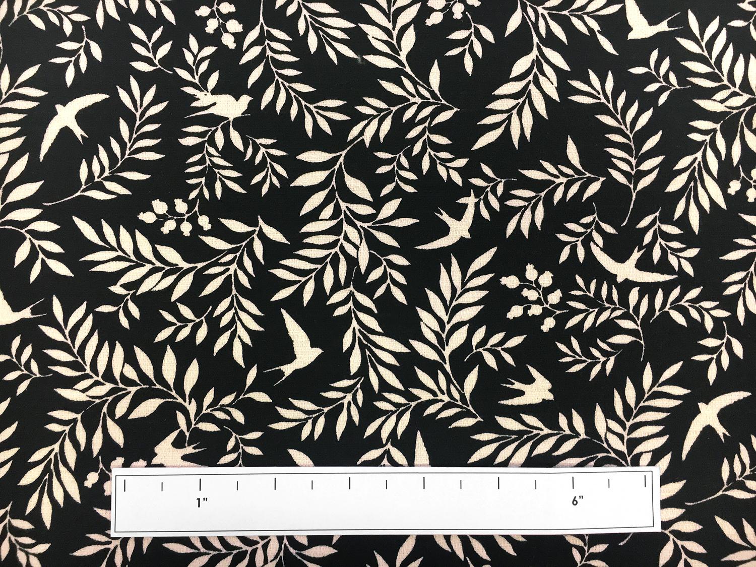 Japanese Textured Cotton Birds and Foliage Print3