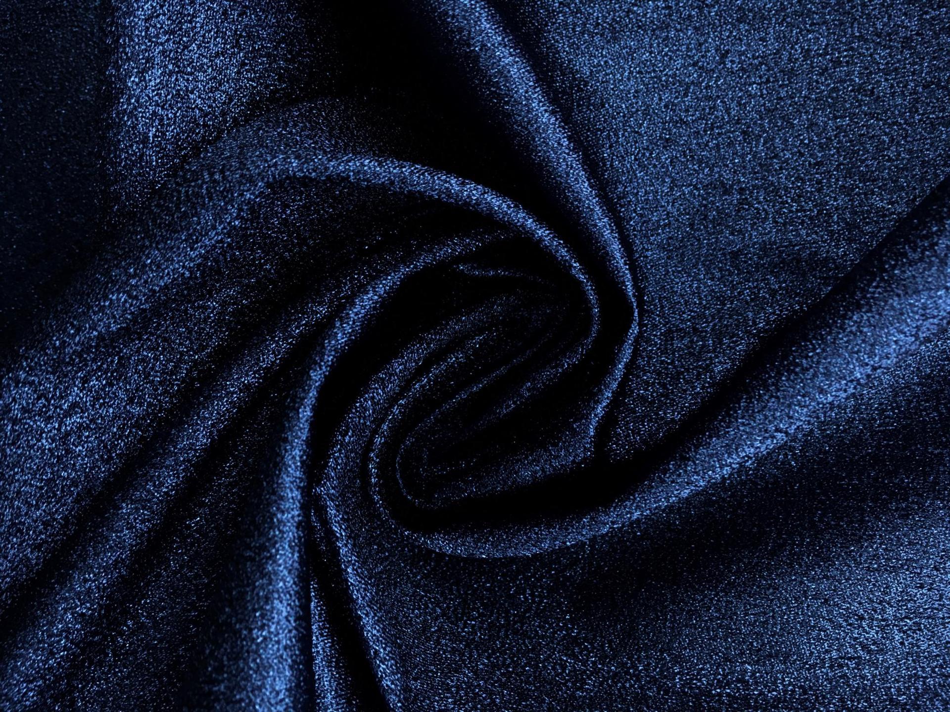 Silk Blend Metallic Crepe in Deep Blue0