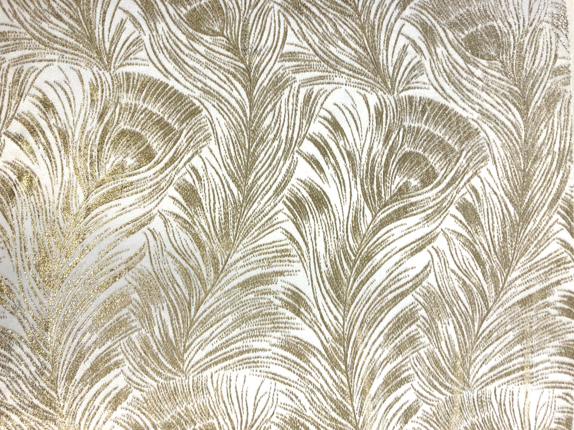 White Gold Feathers Silk Lurex Panne Velvet0