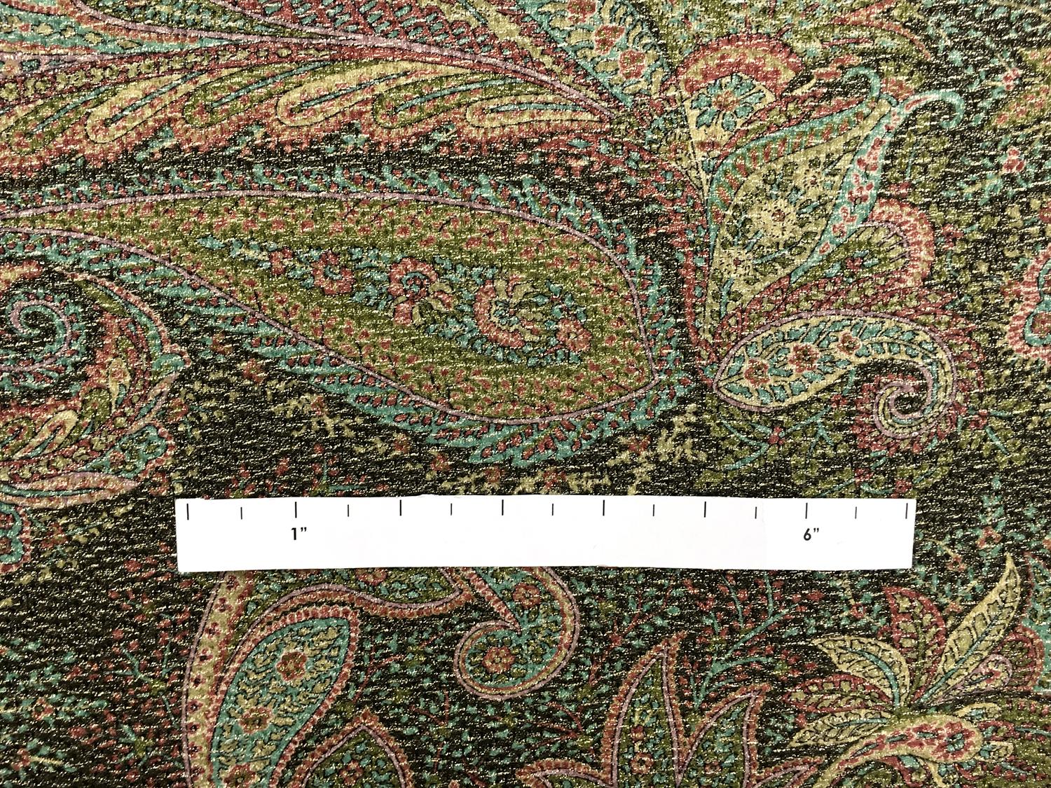 Silk and Wool Blend Metallic Crepe with Paisley Patterns1