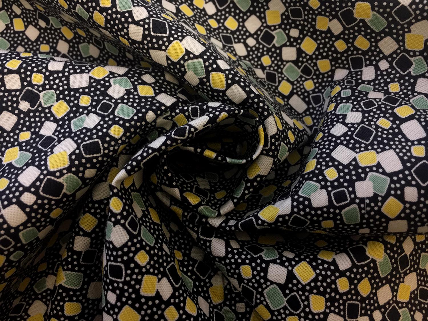 Cotton Broadcloth Squares and Dots Print1