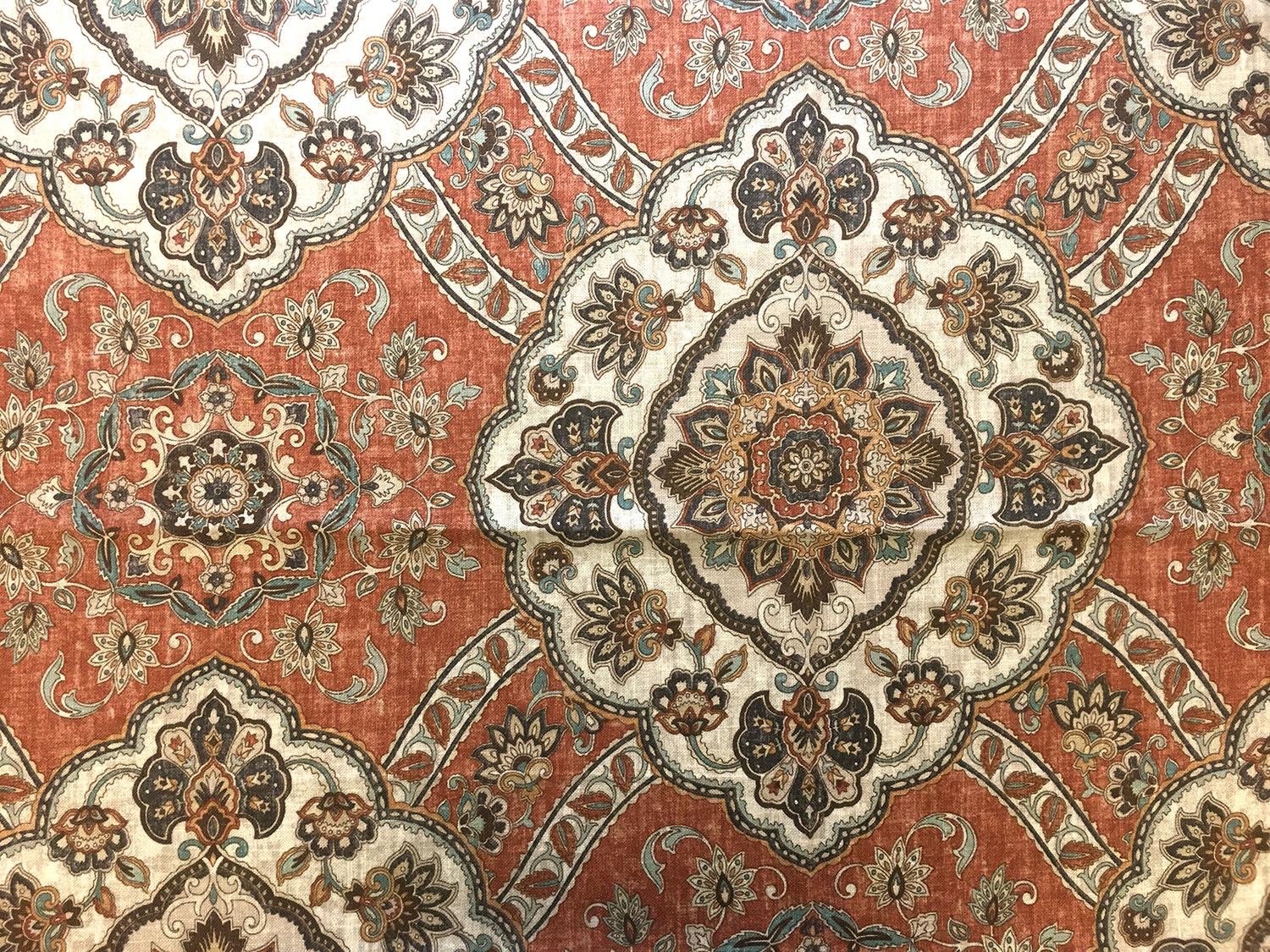 Upholstery Linen Viscose Print With Large Paisley Motif0