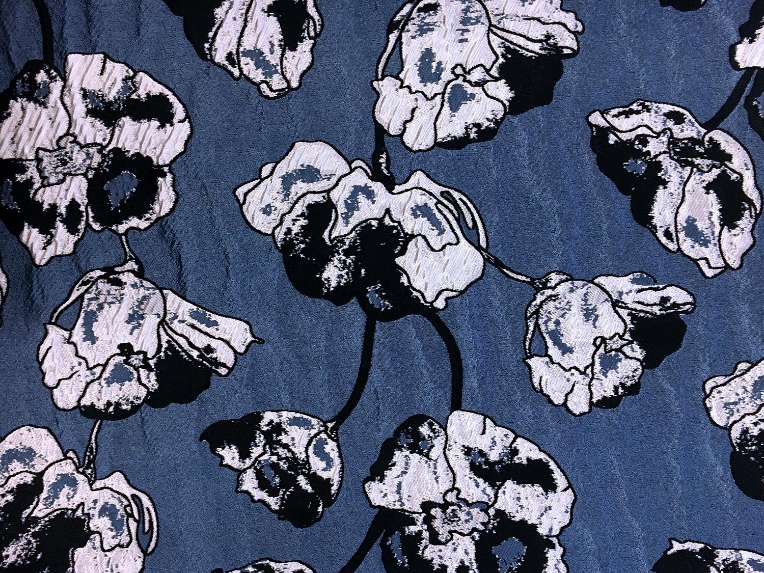 Silk Blend Jacquard Brocade with Florals0