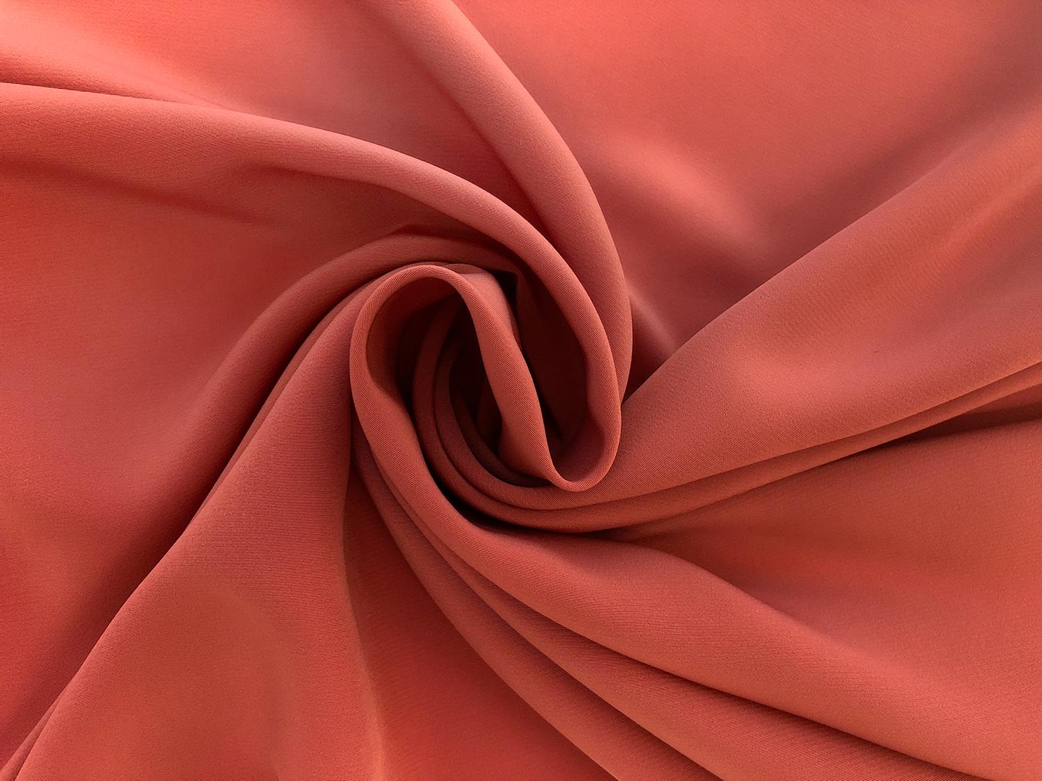 Polyester Powder Crepe De Chine in Terracotta 1