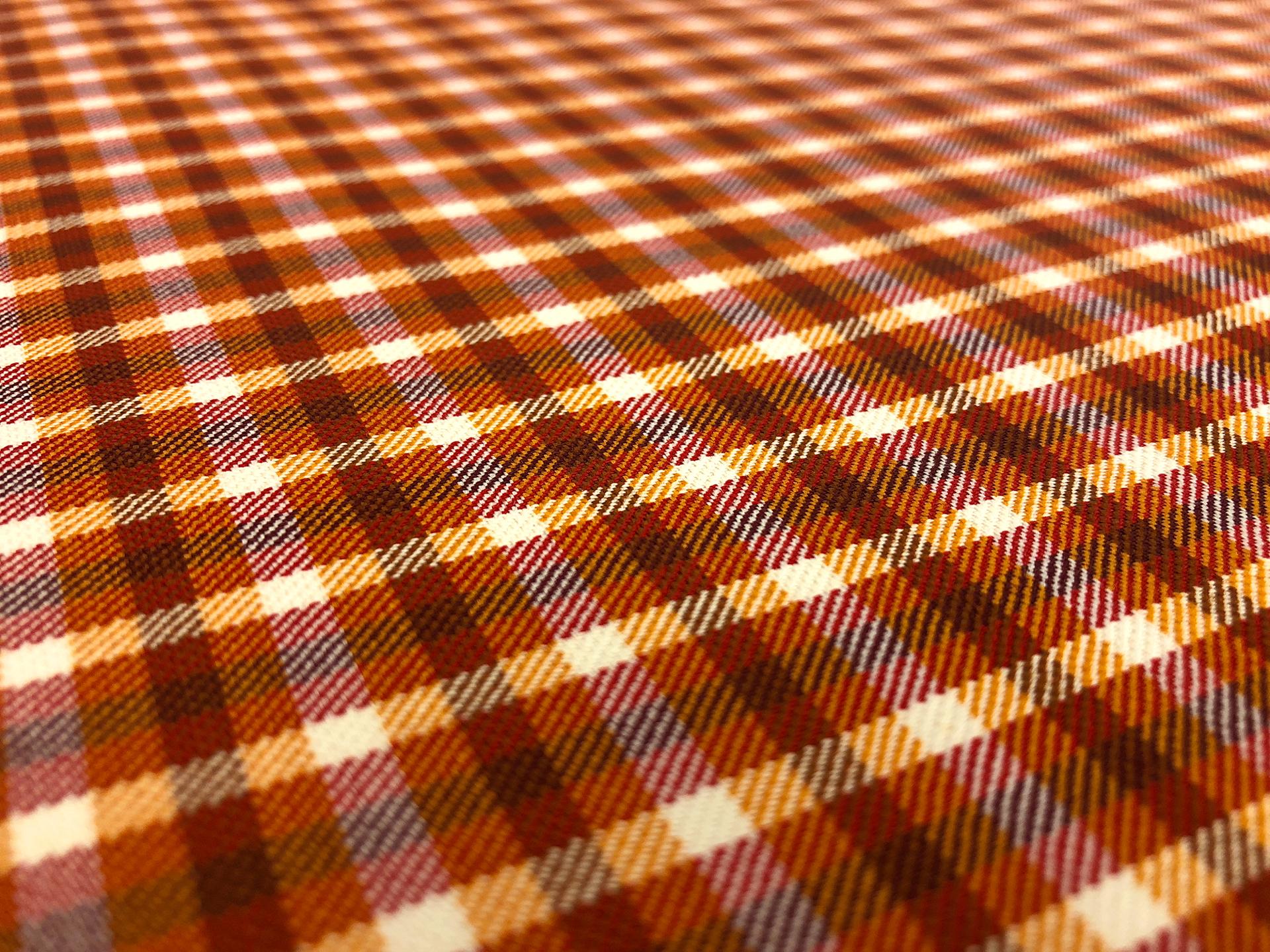 Stretch Wool Suiting Tattersall Plaid in Orange2