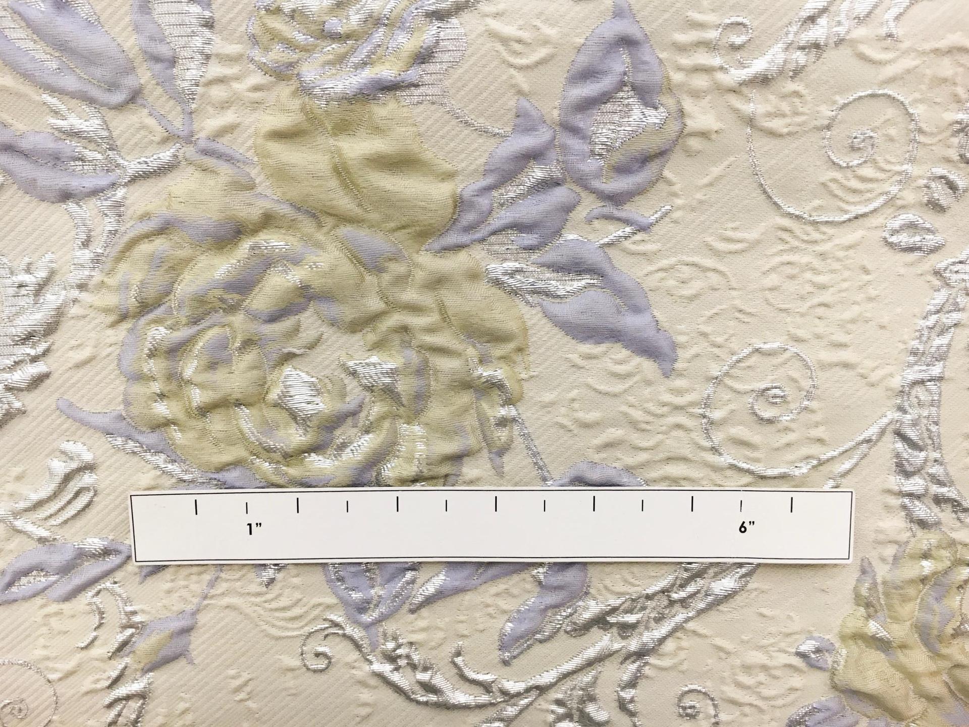 Silk Blend Matelassé with Flowers and Swirls1