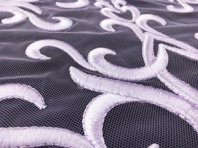 Heavily Embroidered Lilac Tulle2