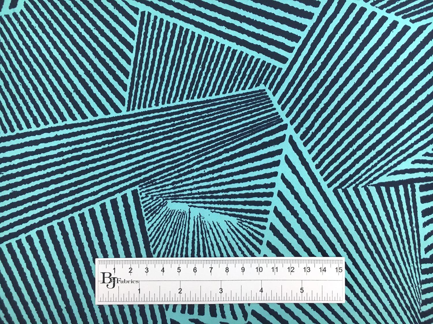 Poly Spandex Jersey Print in Navy and Aqua3