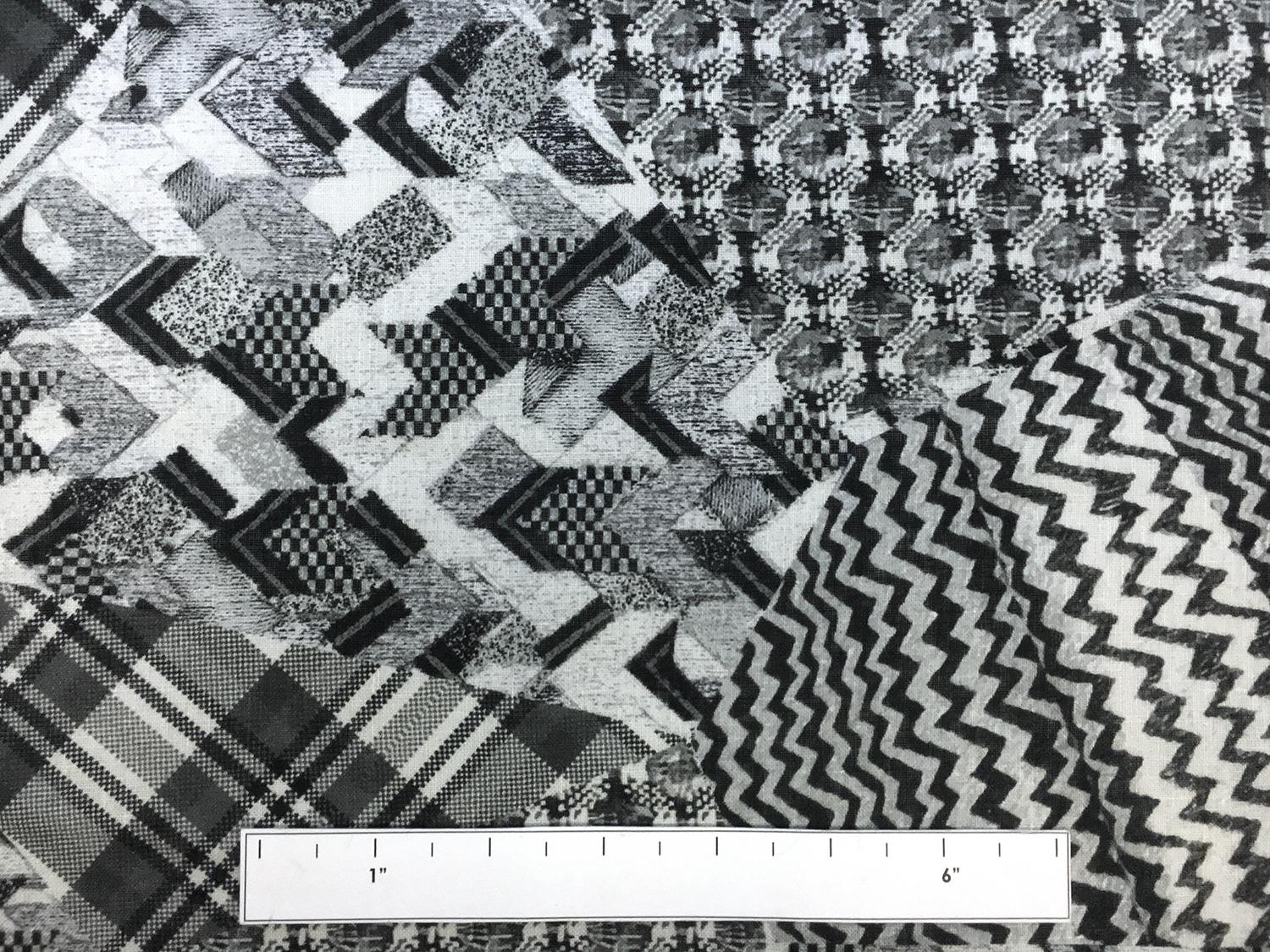 Handkerchief Linen Black And White Collage Digital Print3