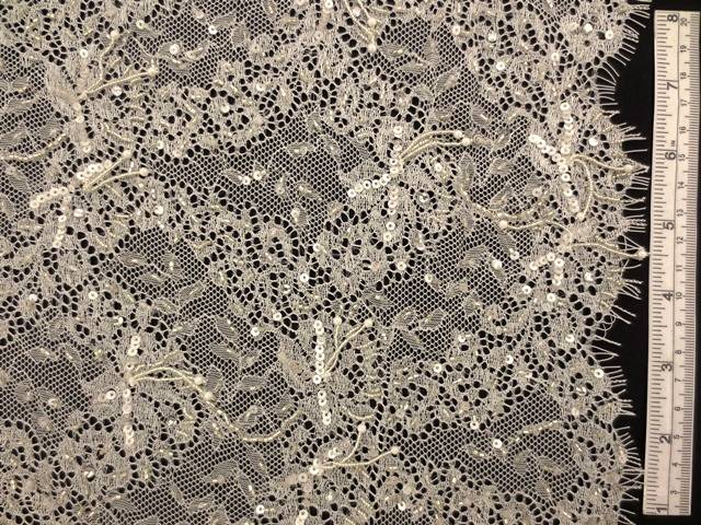 Beaded Metallic Chantilly Lace0