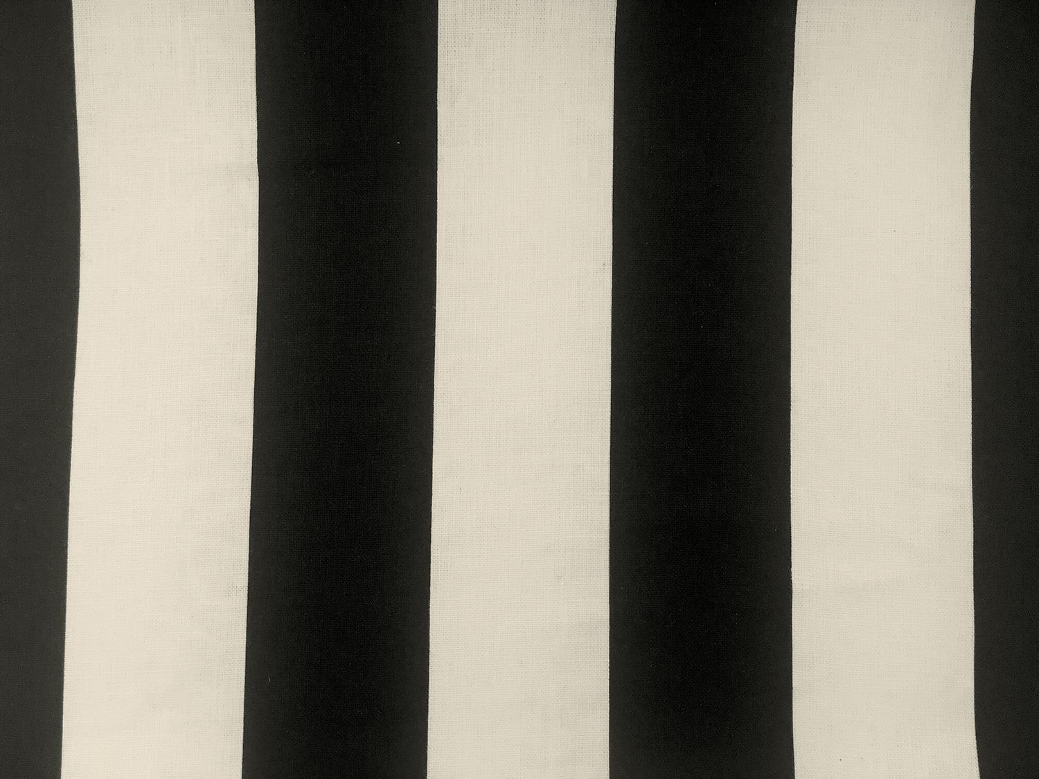Linen Upholstery Printed Stripe in Black and Ivory0