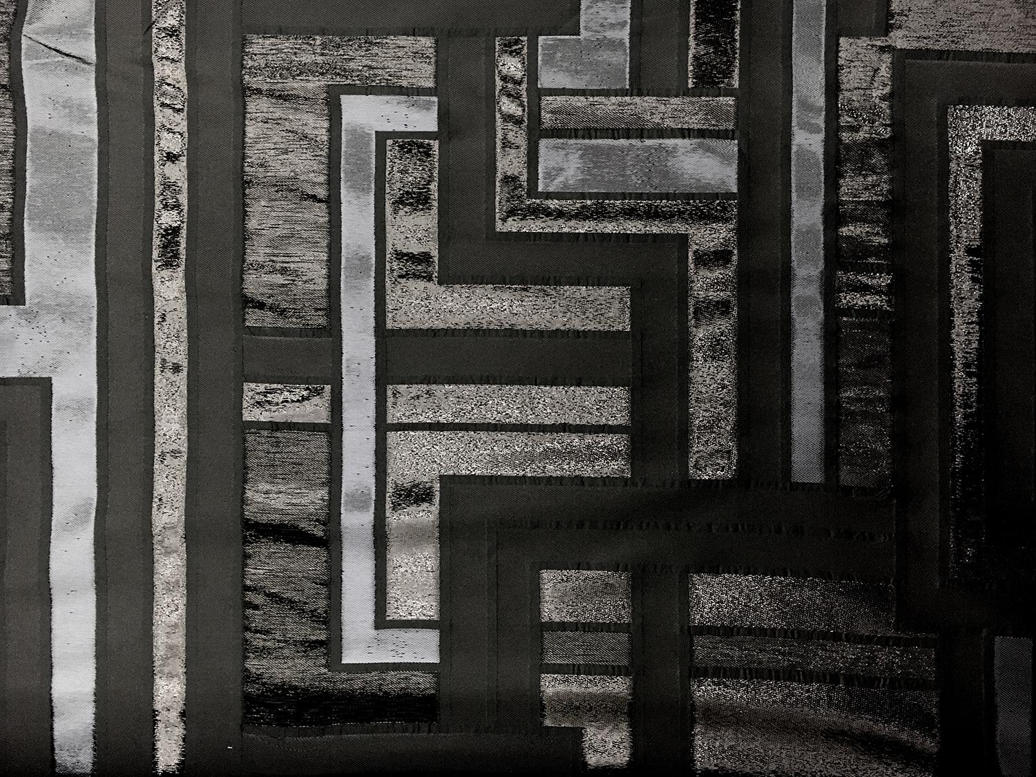 Metallic Geometric Jacquard Brocade in Black